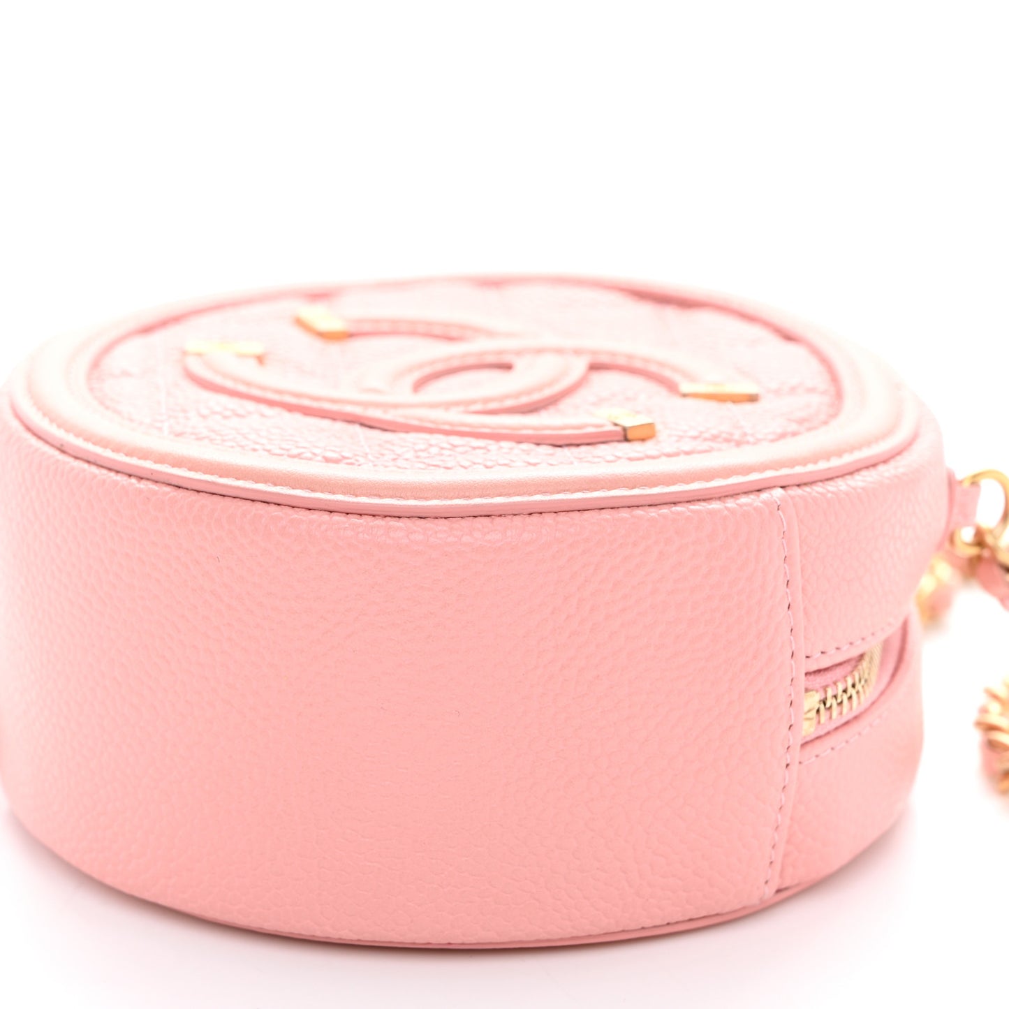 Caviar Quilted Round Filigree Crossbody Pink
