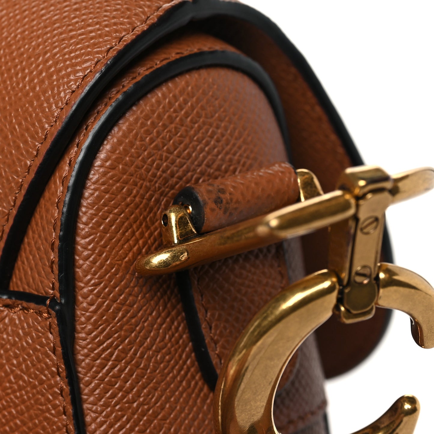 Grained Calfskin Saddle Bag Camello