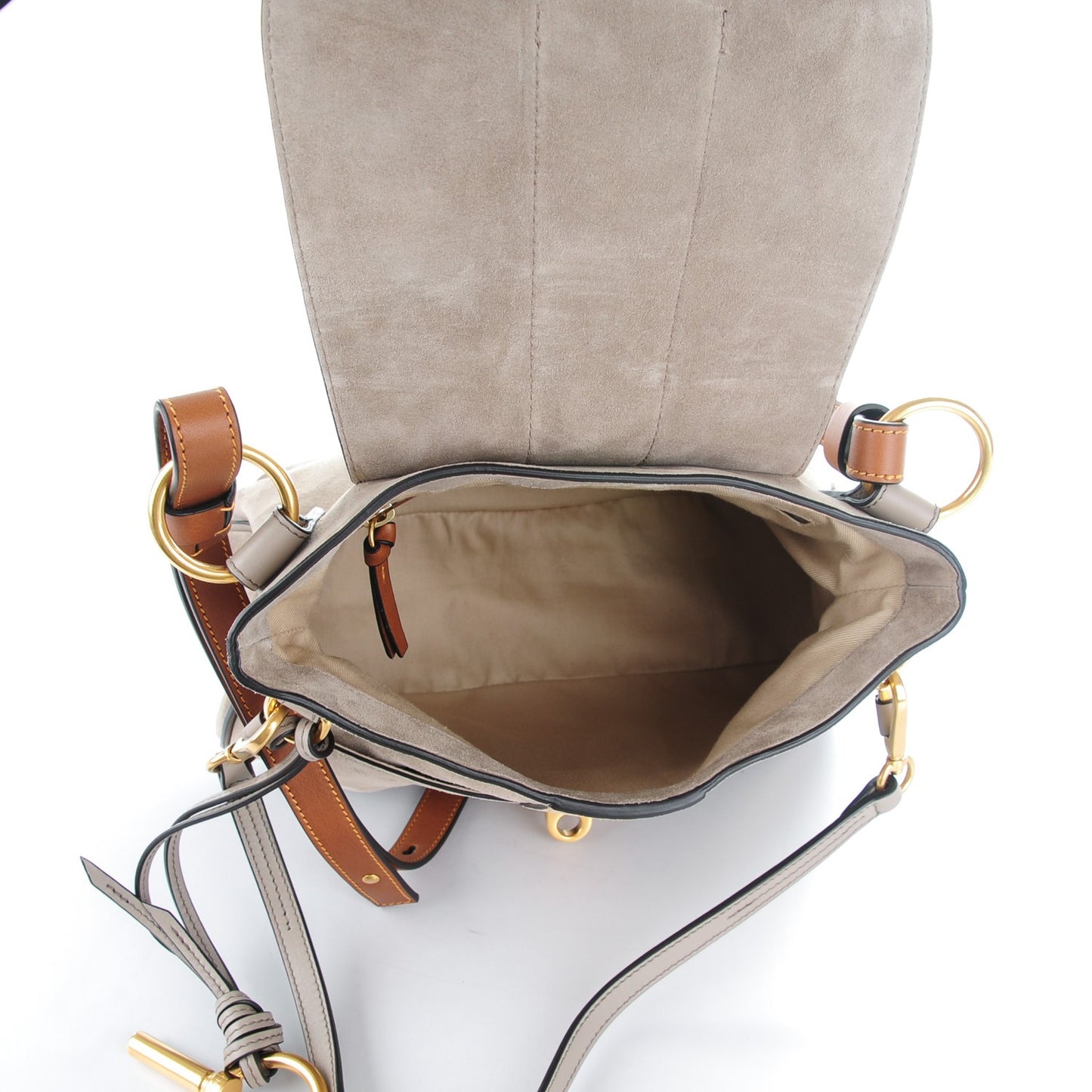 Suede Calfskin Small Lexa Shoulder Bag Motty Grey