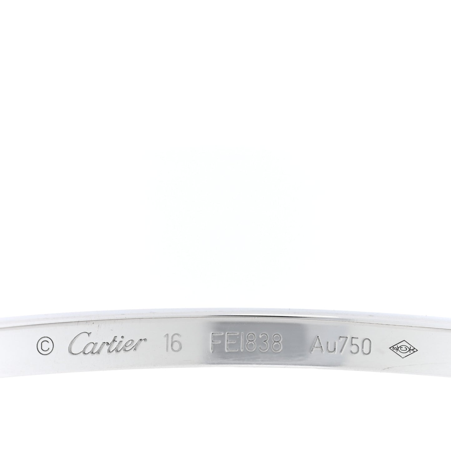 18K White Gold 10 Diamond Small LOVE Bracelet 16