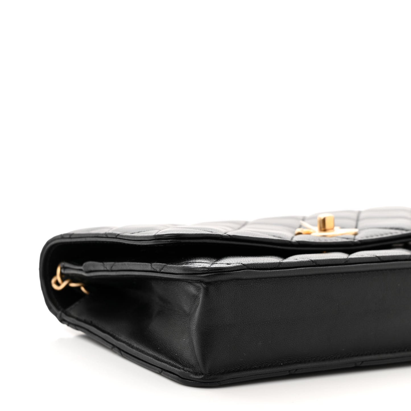 Lambskin Quilted CC Pearl Crush Wallet on Chain WOC Black