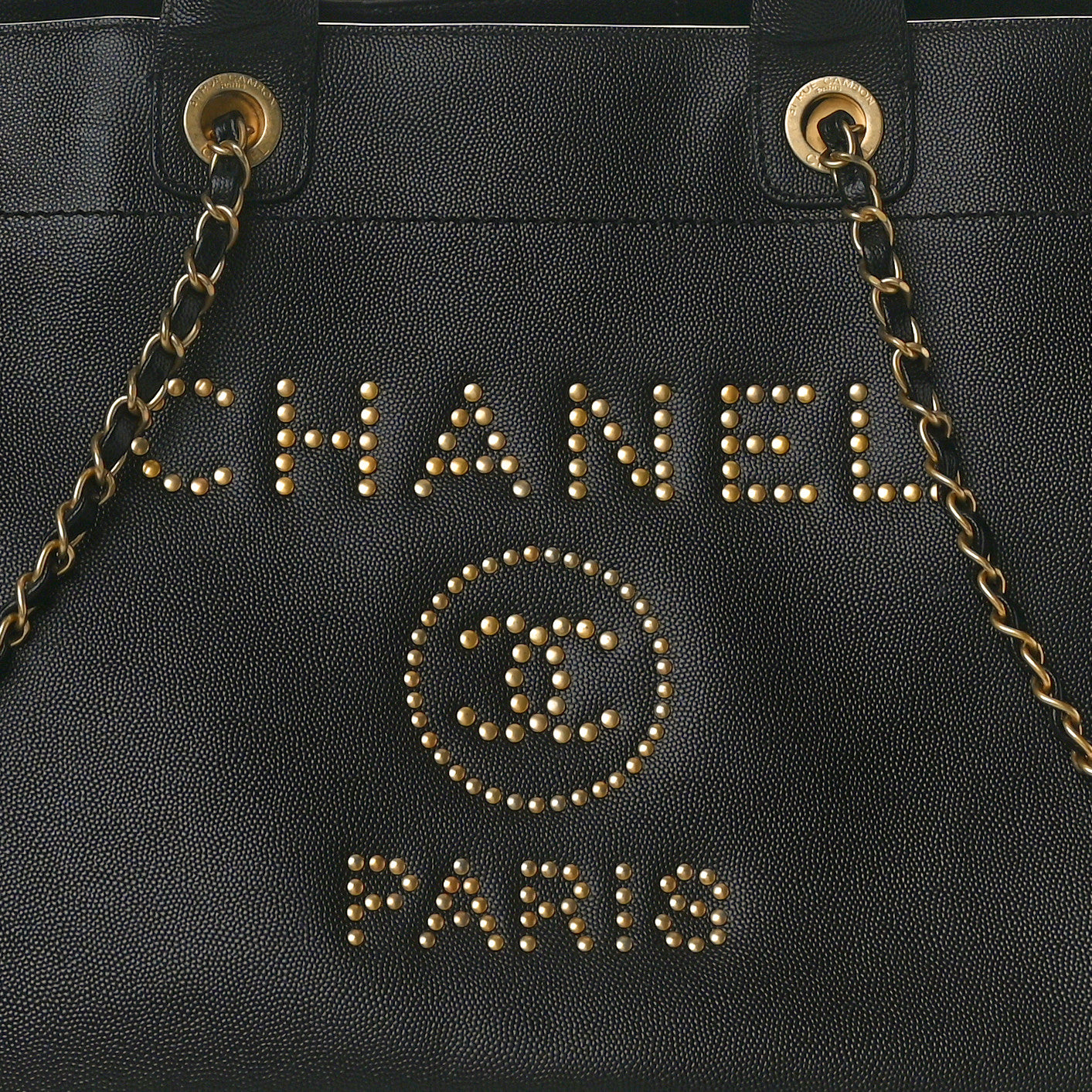 Chanel Caviar Medium Studded Deauville Tote Black 8 of 12