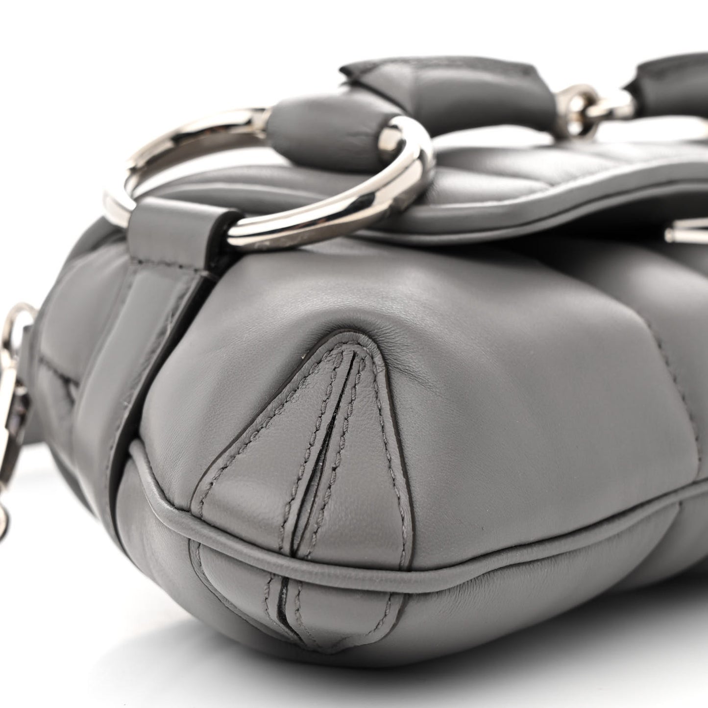 Nappa Vertical Matelasse Small Maxi Horsebit Chain Shoulder Bag Gray