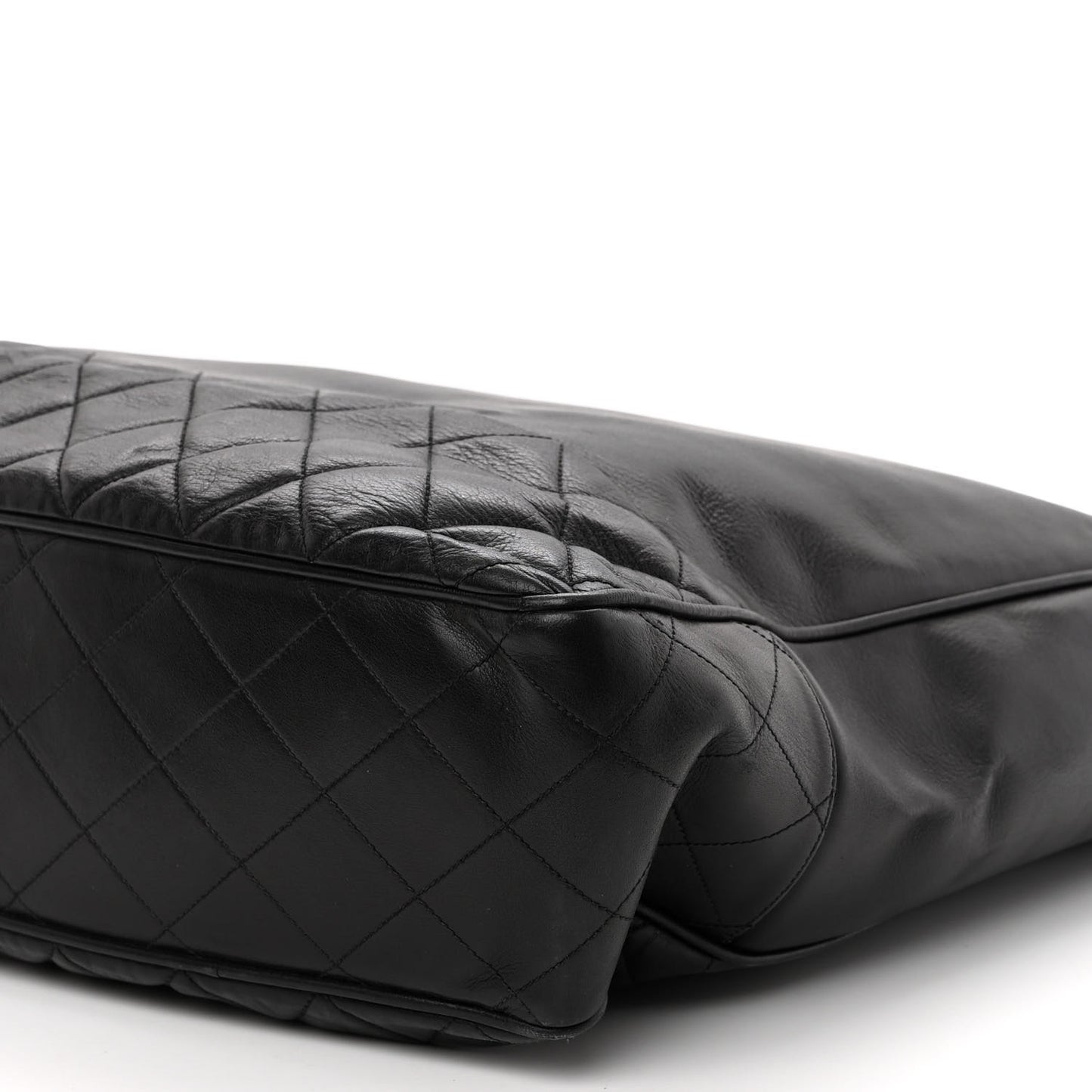 Lambskin Quilted CC Shopping Tote Black