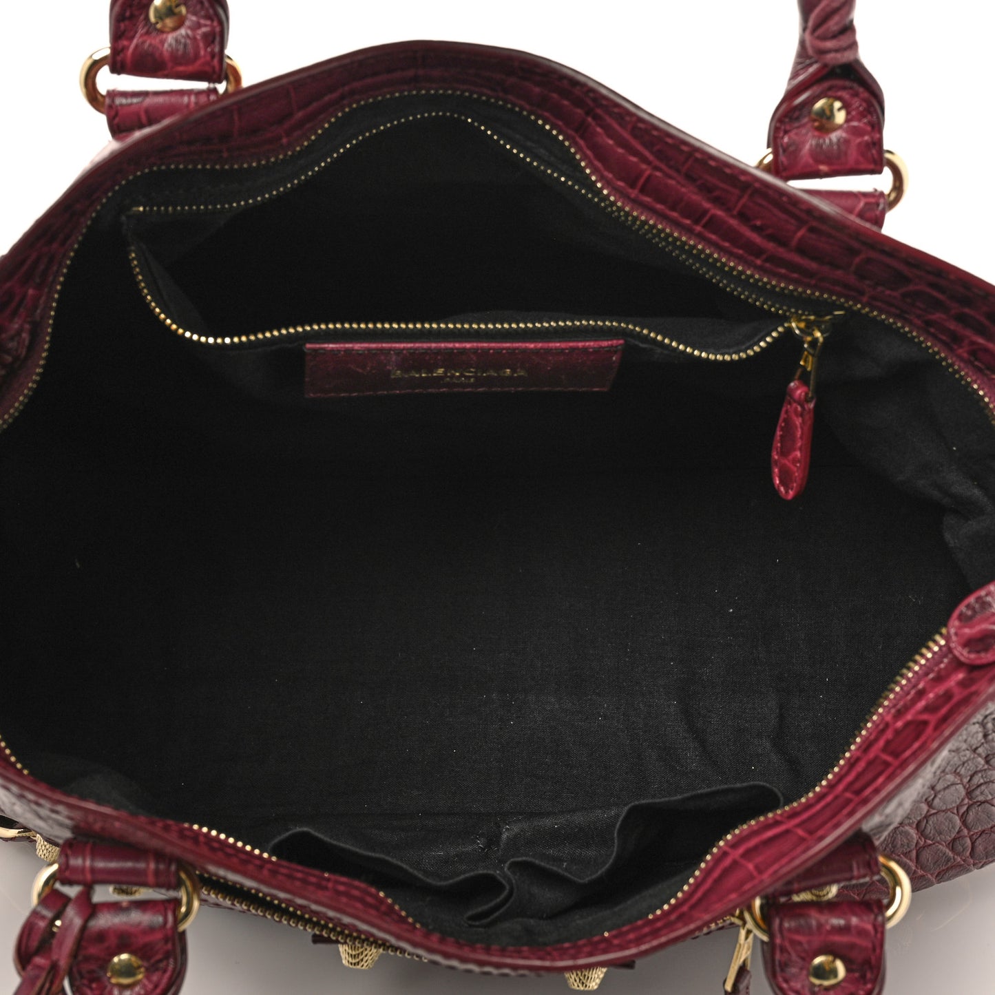 Calfskin Crocodile Embossed Giant 12 Gold Hardware City Violet Prune