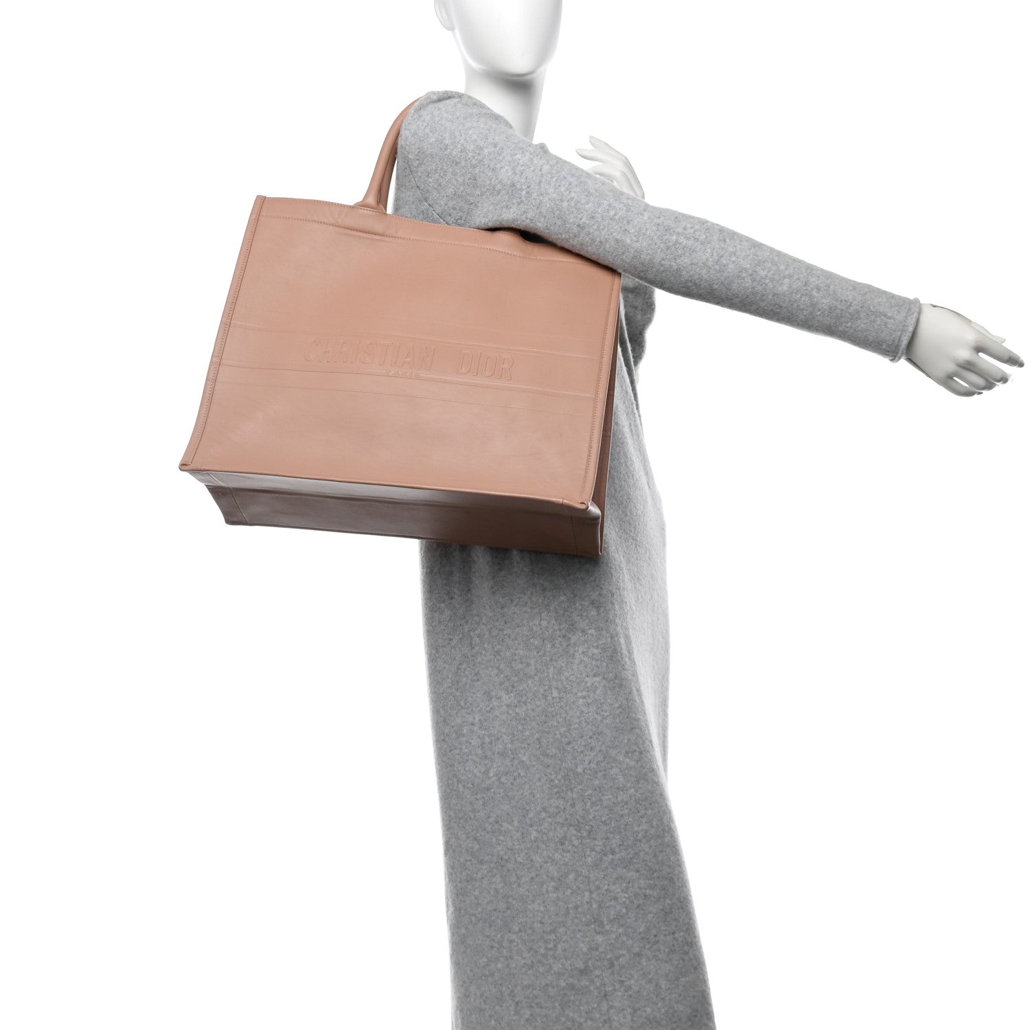 Christian Dior Calfskin Embossed Large Book Tote Rose de Vents 2 of 14