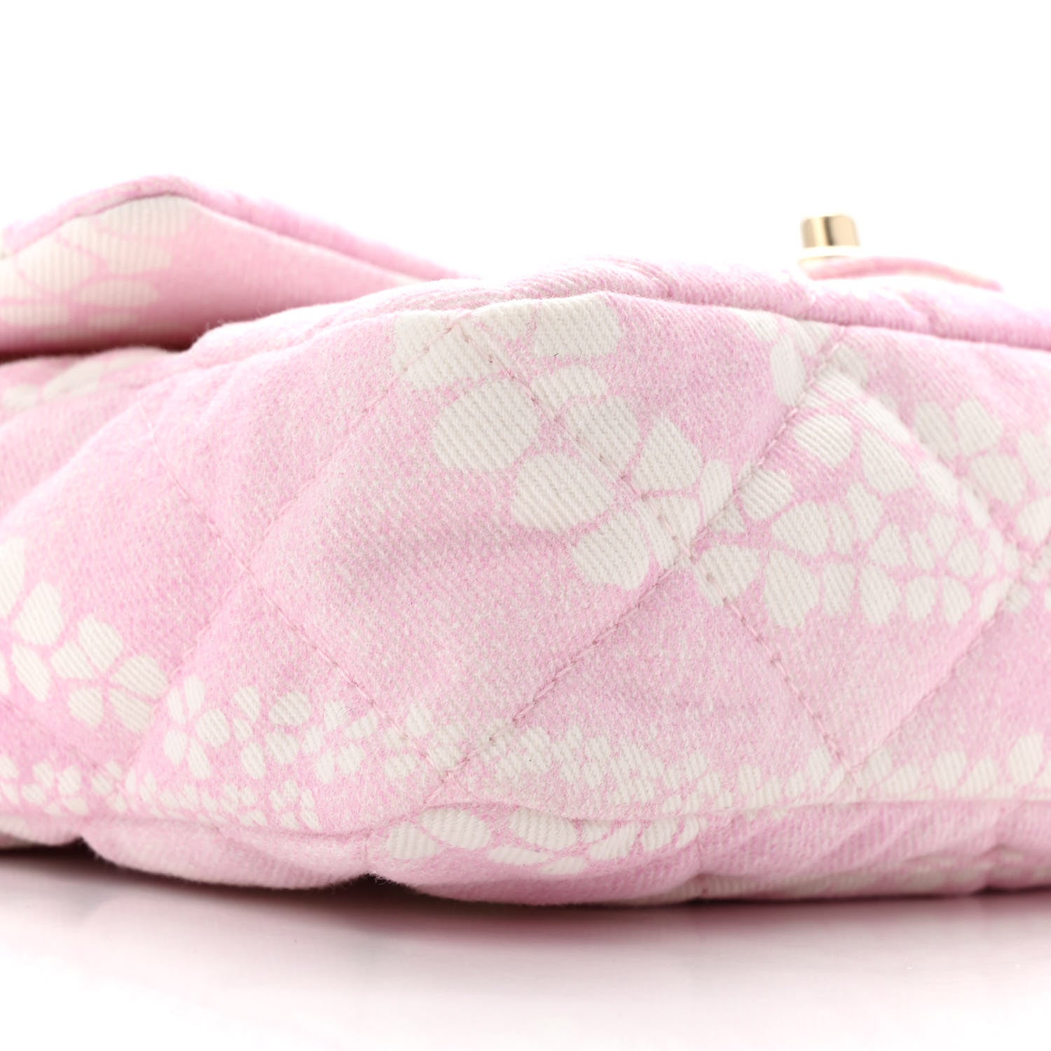 Chanel Printed Denim Quilted Flap Bag Pink White 9 of 12