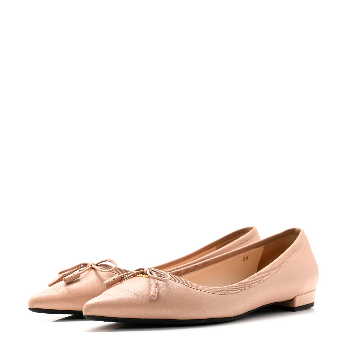 Lambskin Donna Bow Ballerina Flats 39 Nudo
