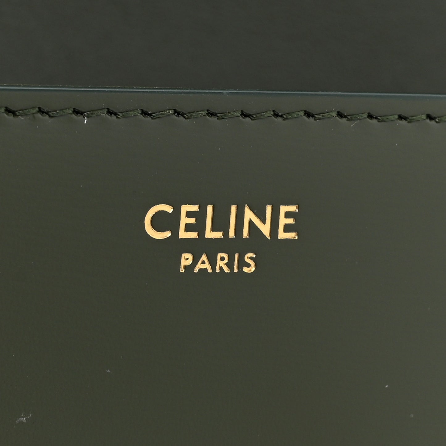 Shiny Calfskin Cuir Triomphe Chain Shoulder Bag Dark Olive