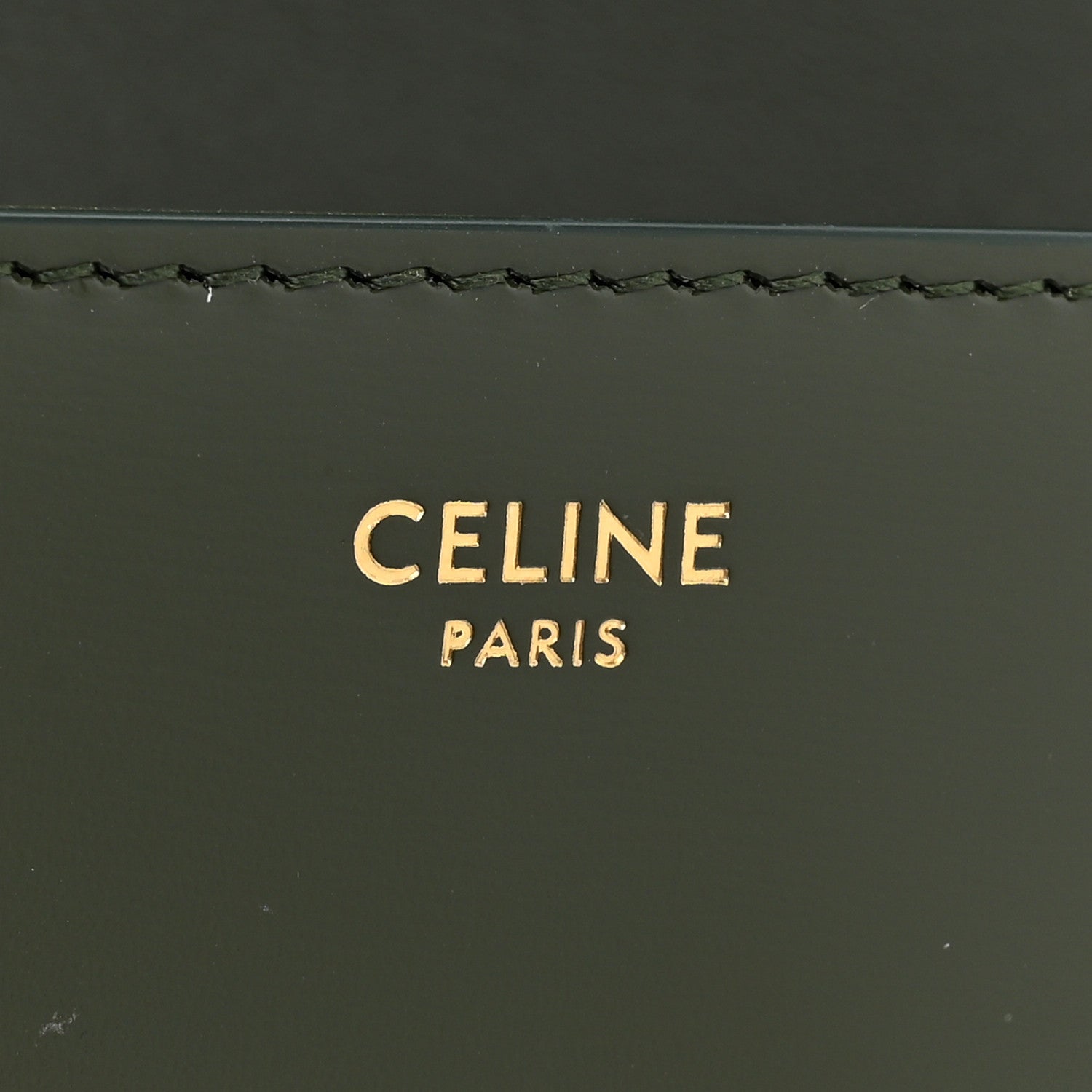 Celine Shiny Calfskin Cuir Triomphe Chain Shoulder Bag Dark Olive 6 of 13