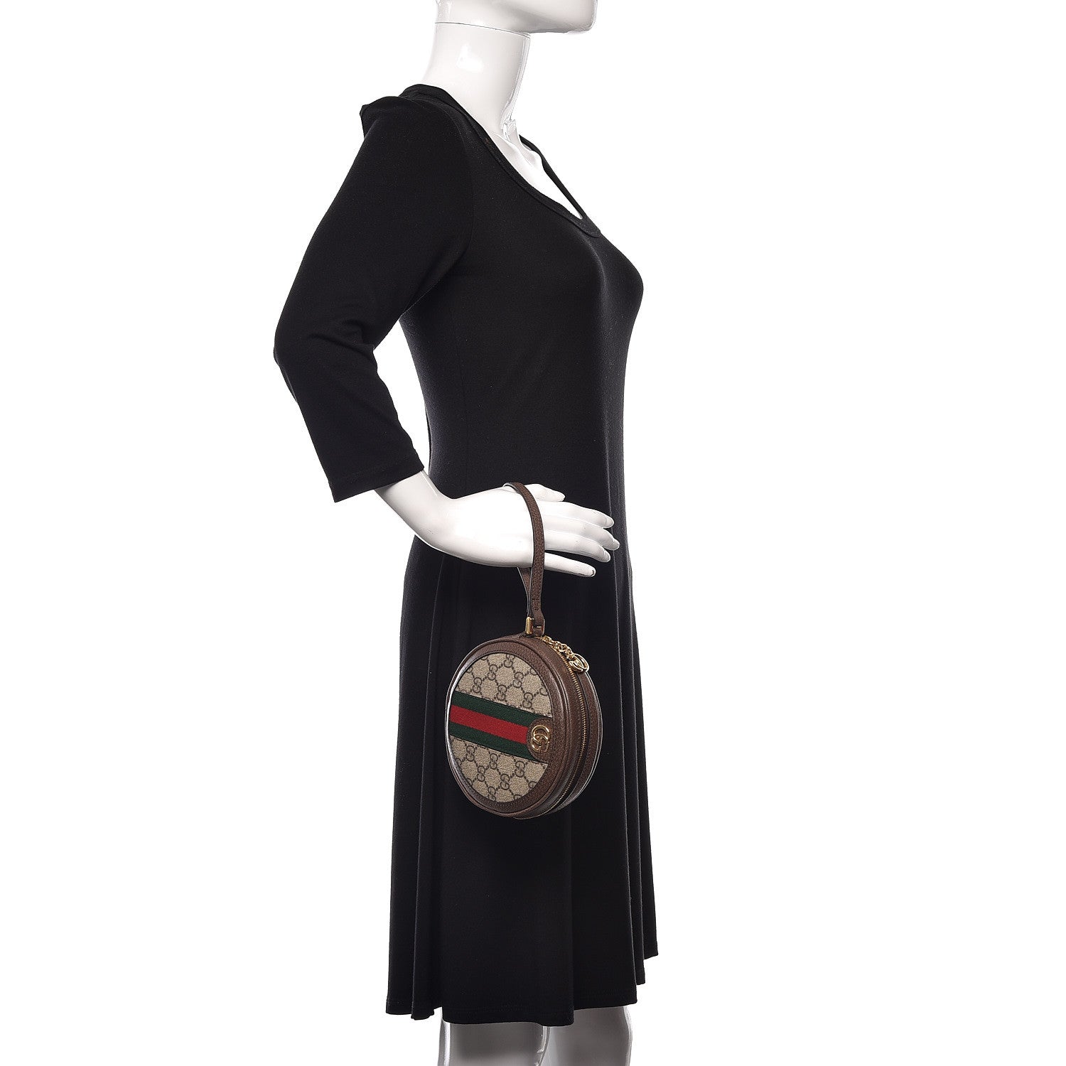 Gucci GG Supreme Monogram Web Ophidia Circle Wristlet Beige New Acero 2 of 7