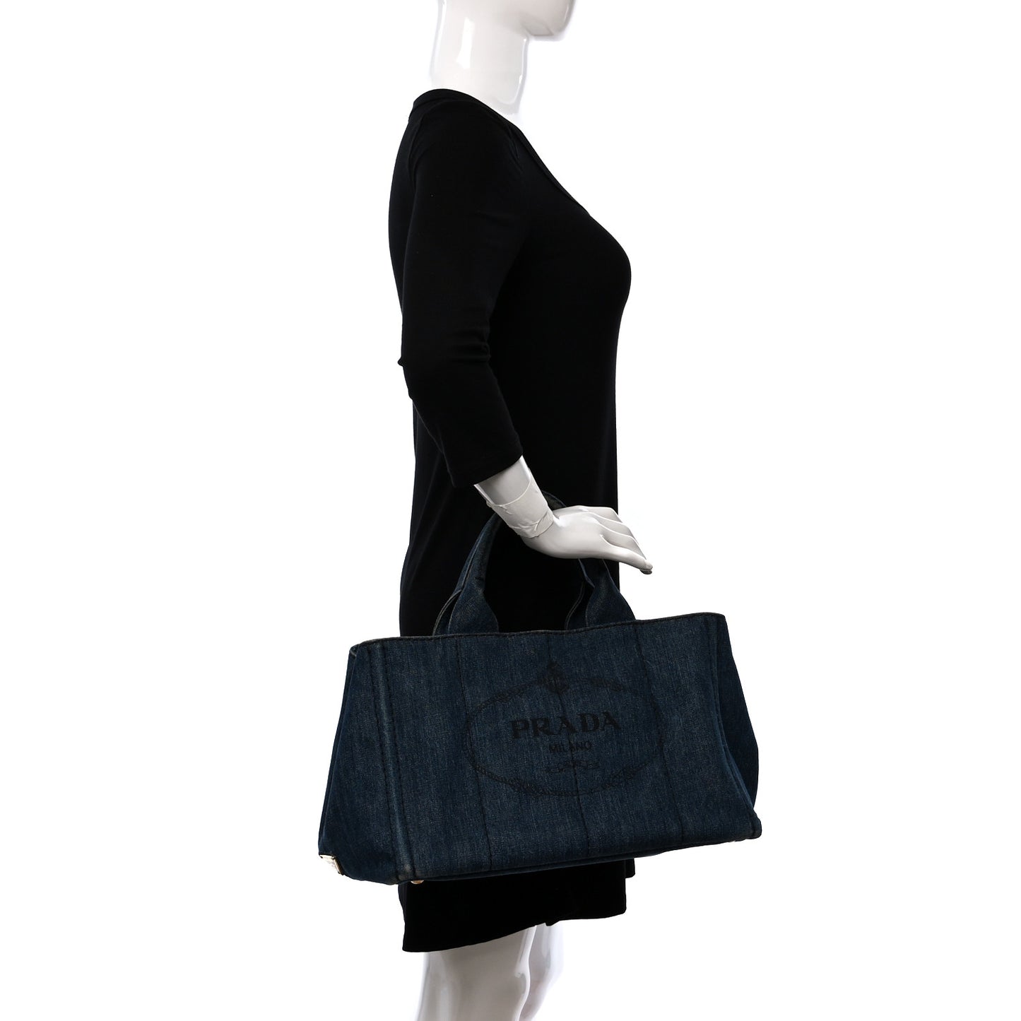 Denim Logo Tote Bleu