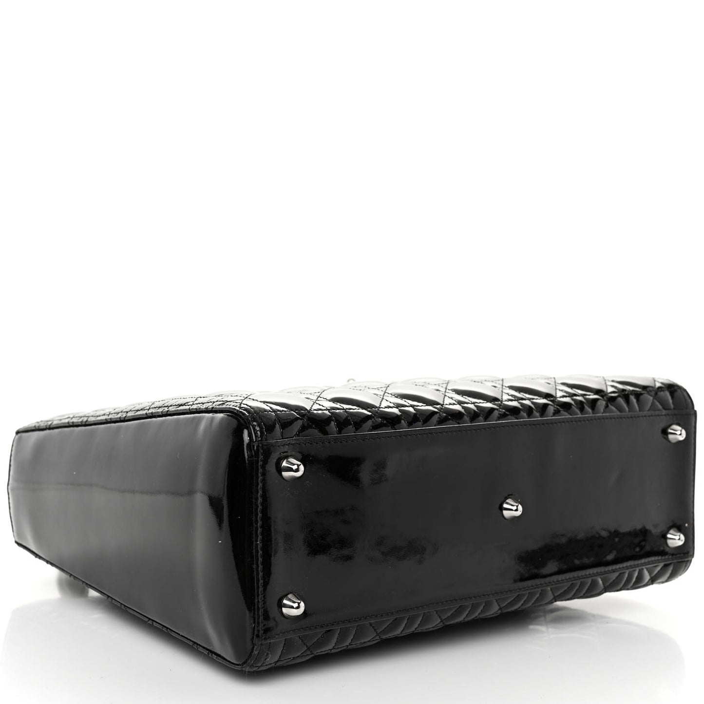 CHRISTIAN DIOR Patent Cannage Large Lady Dior Black