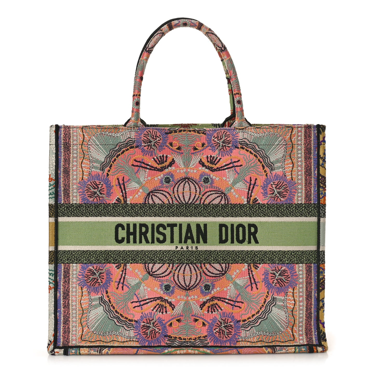 CHRISTIAN DIOR Canvas Embroidered Large In Lights Book Tote Multicolor