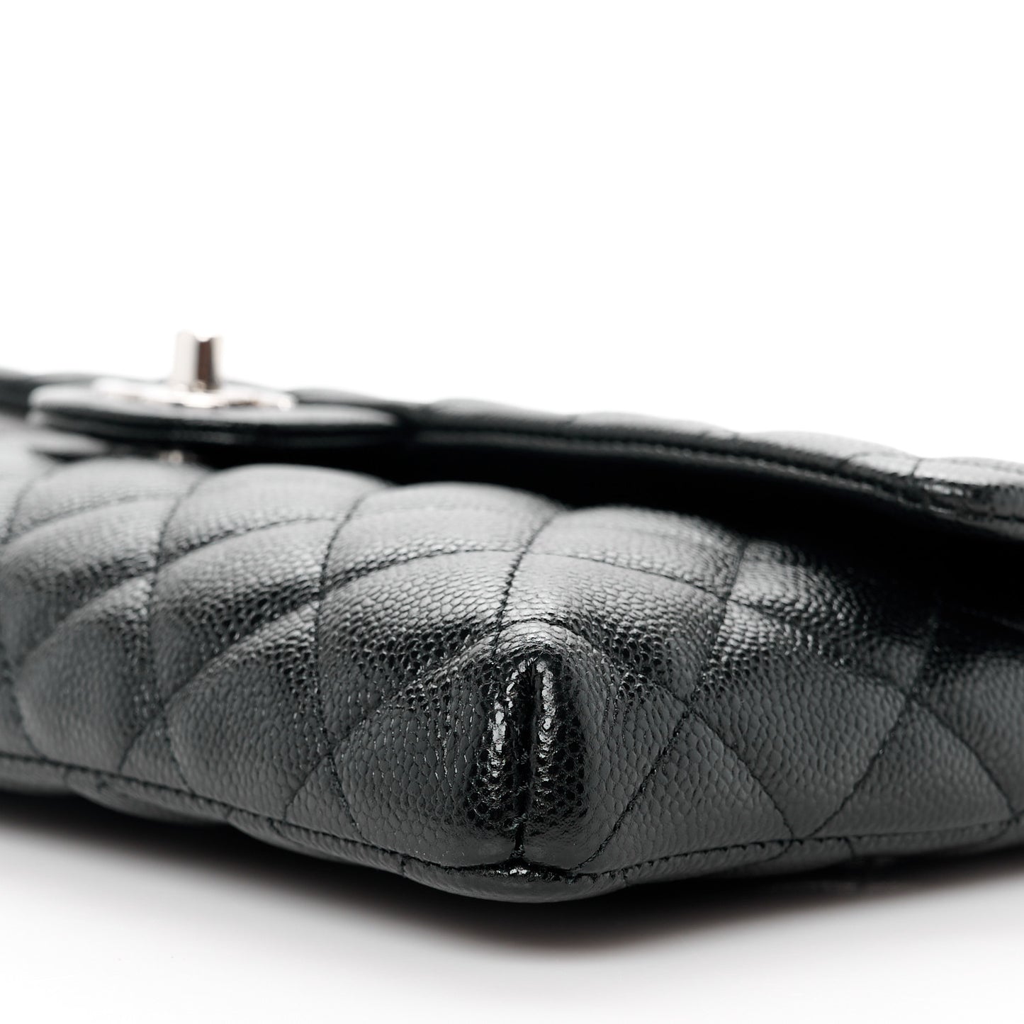 Caviar Quilted Flap Clutch Black