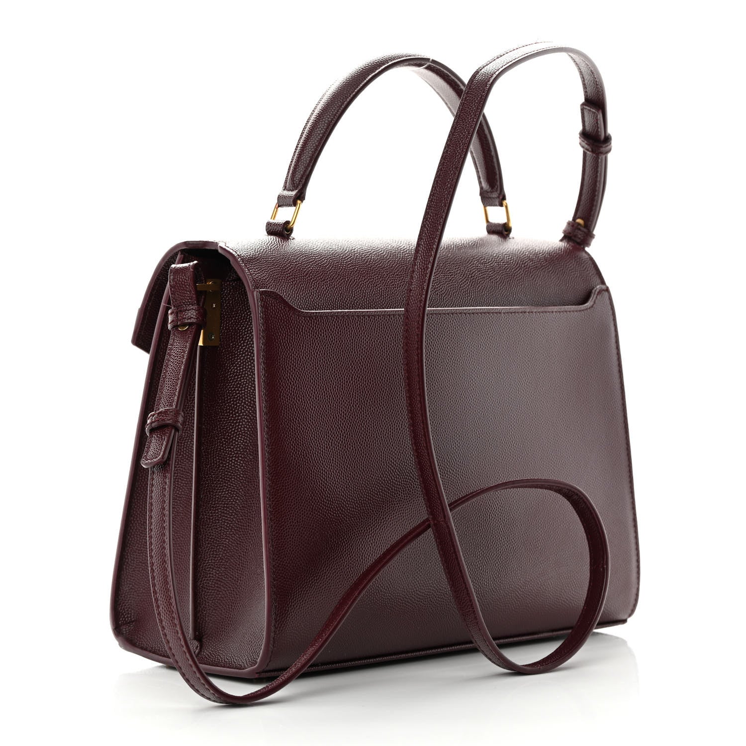 Saint Laurent Grain de Poudre Medium Classic Monogram Cassandra Top Handle Rouge Legion 2 of 12
