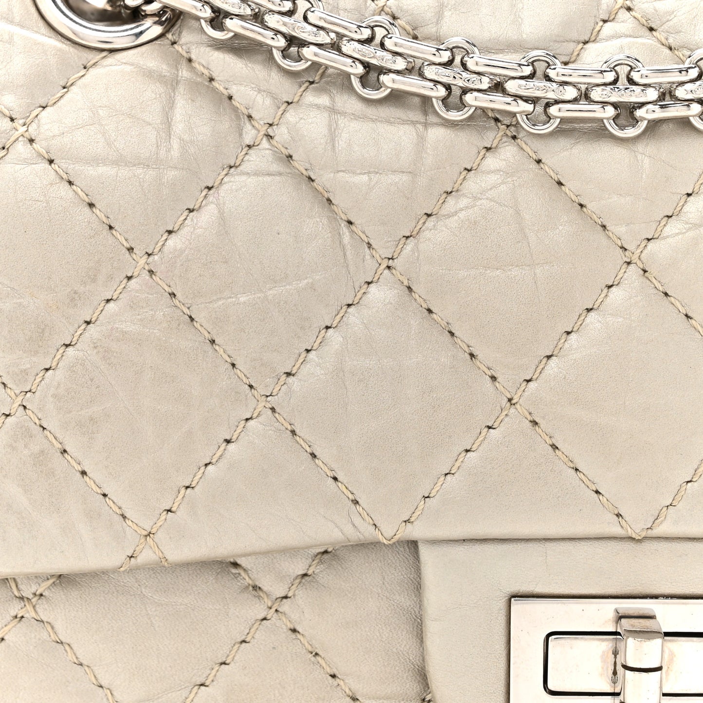 Metallic Aged Calfskin Quilted 2.55 Reissue Mini Flap Light Gold
