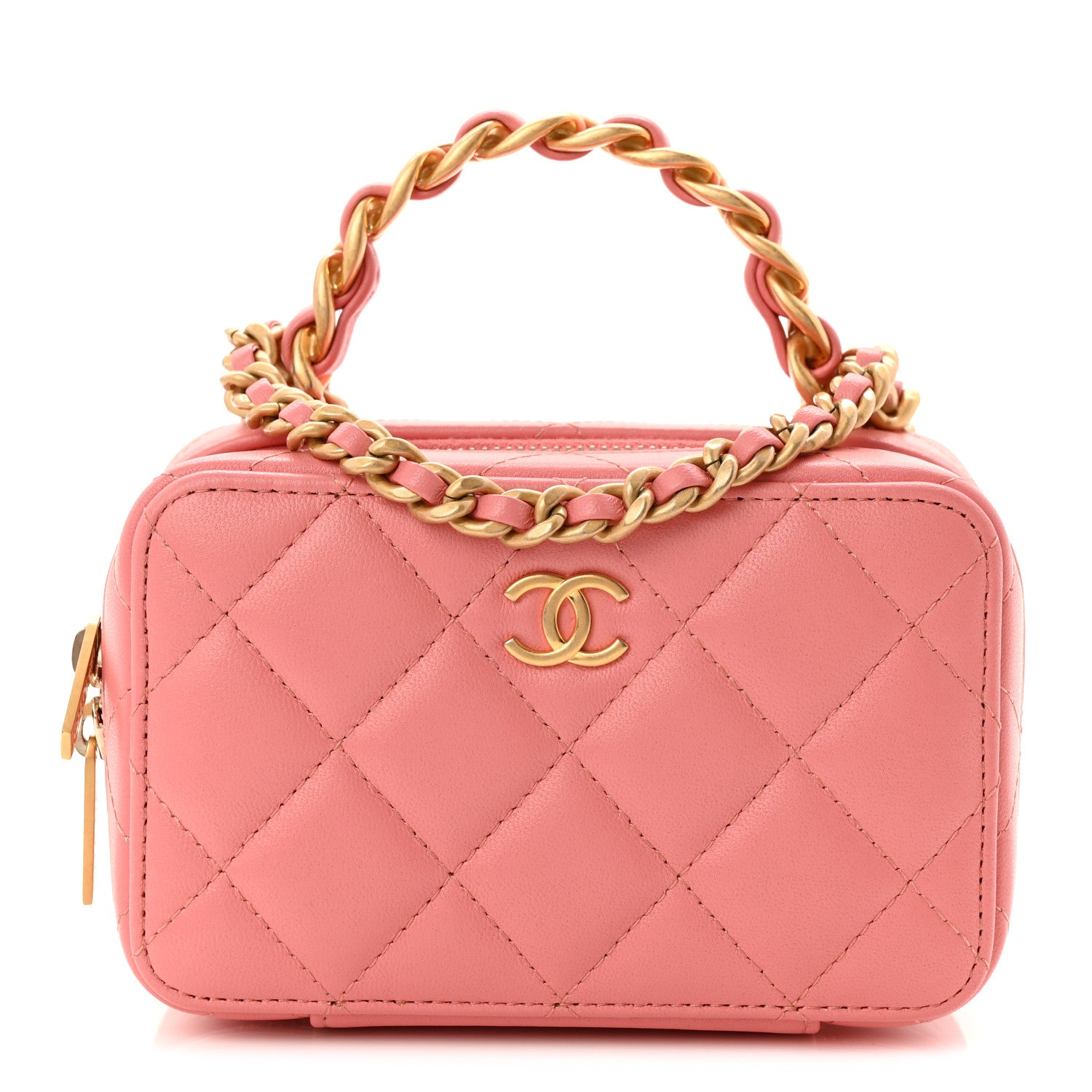 Chanel Lambskin Quilted Top Handle Mini Vanity Case Pink 1857760