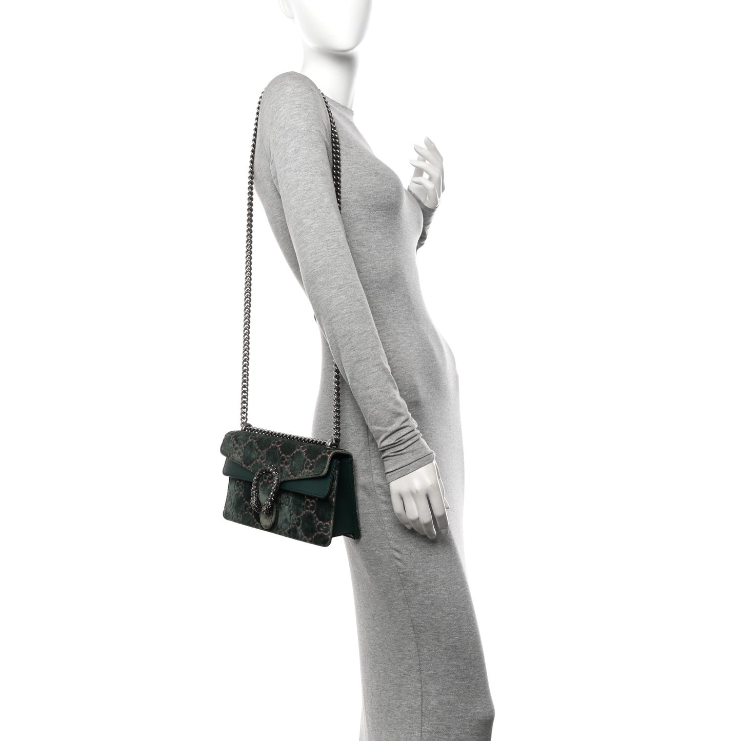 Velvet Moon Calfskin Crystal GG Monogram Small Dionysus Shoulder Bag Avio Dusty Pink Black Diamond
