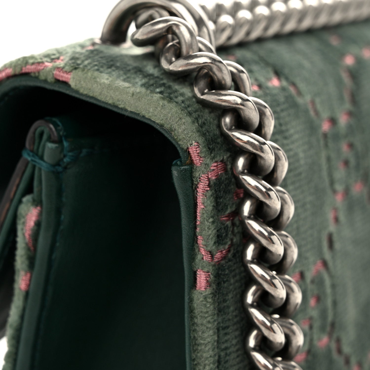 Gucci Velvet Moon Calfskin Crystal GG Monogram Small Dionysus Shoulder Bag Avio Dusty Pink Black Diamond 13 of 13