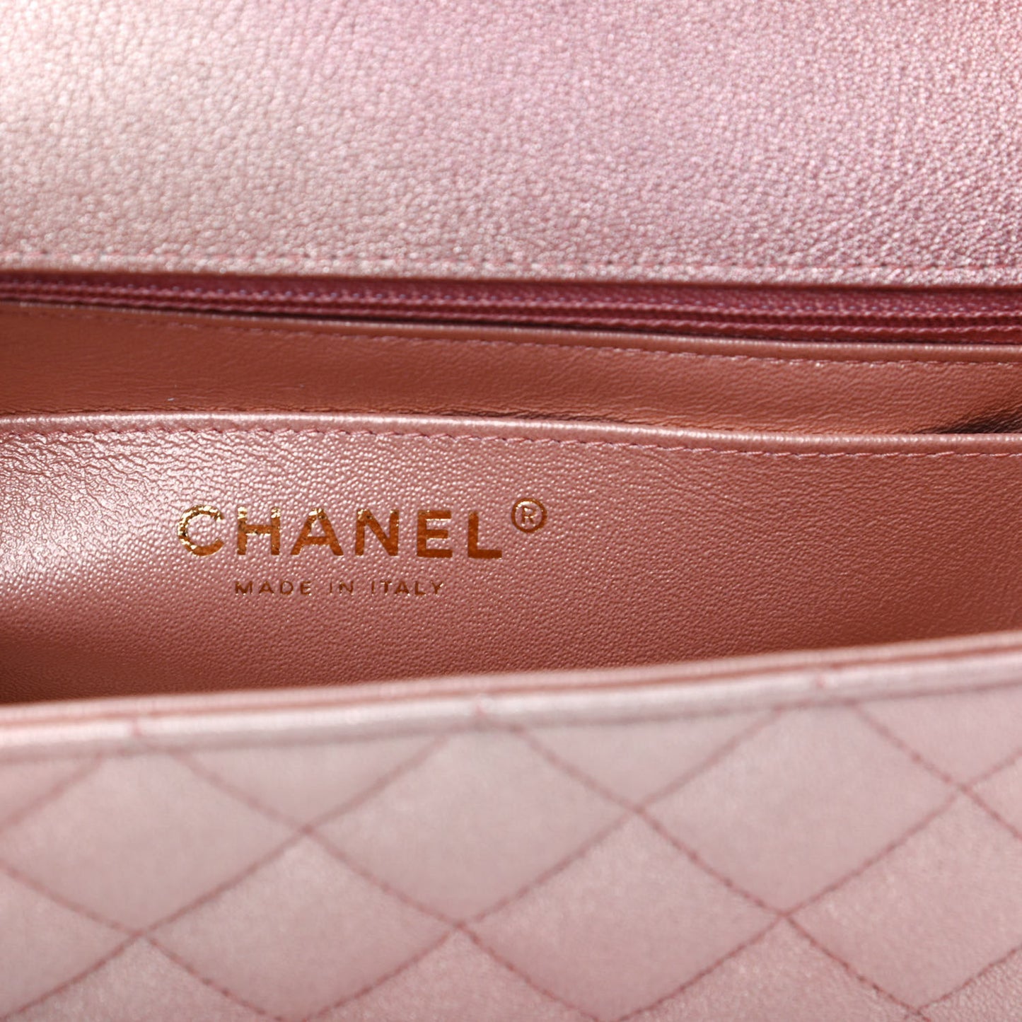 Metallic Lambskin Quilted Ombre Mini Rectangular Flap Pink