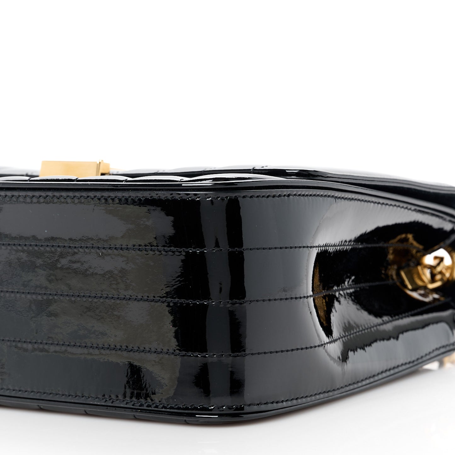 Patent Matelasse Monogram Large Vicky Chain Bag Black