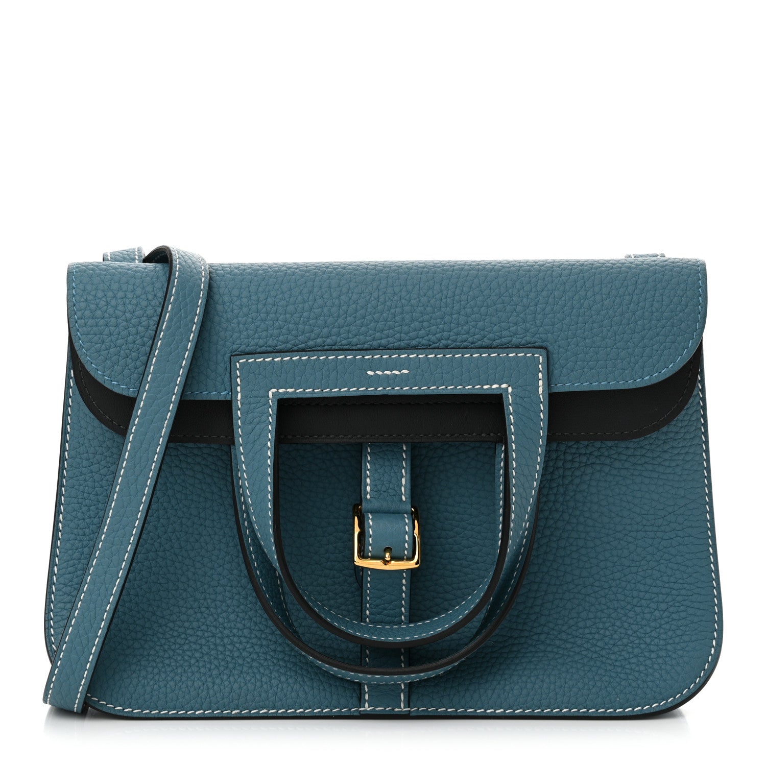 Hermes Taurillon Clemence Halzan 25 New Bleu Jean 1567374