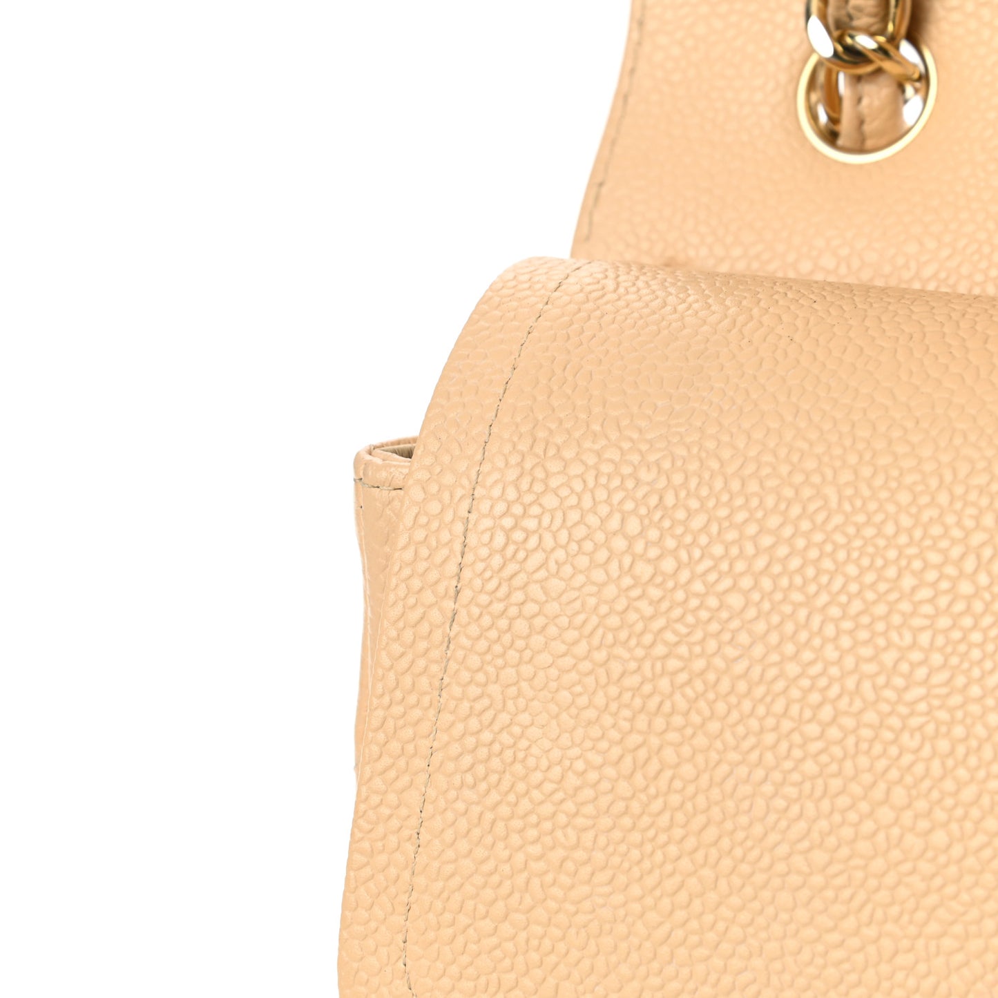 Caviar Quilted Jumbo Double Flap Beige Clair