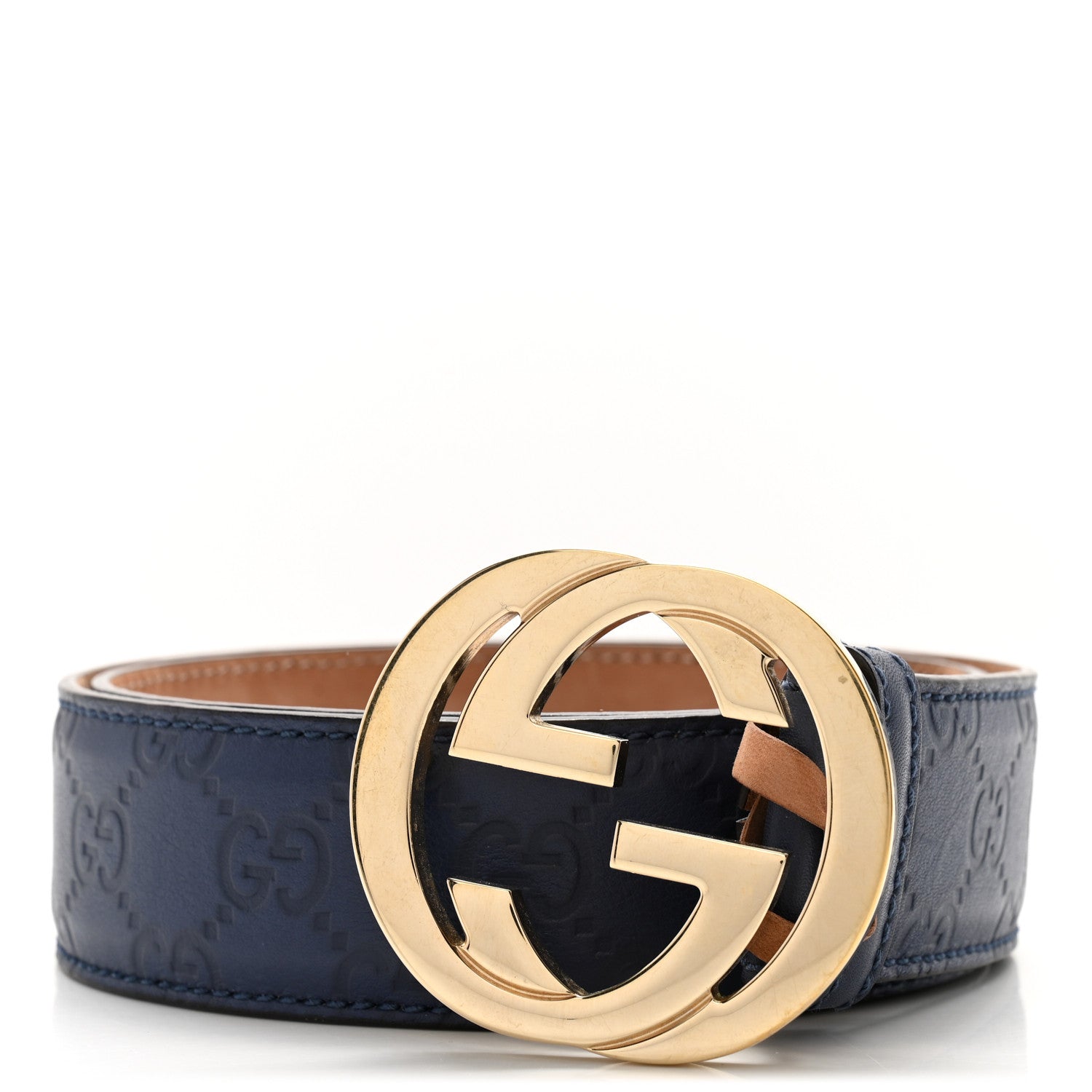 Gucci Guccissima Signature Interlocking G 40mm Belt 85 34 Navy 1 of 7