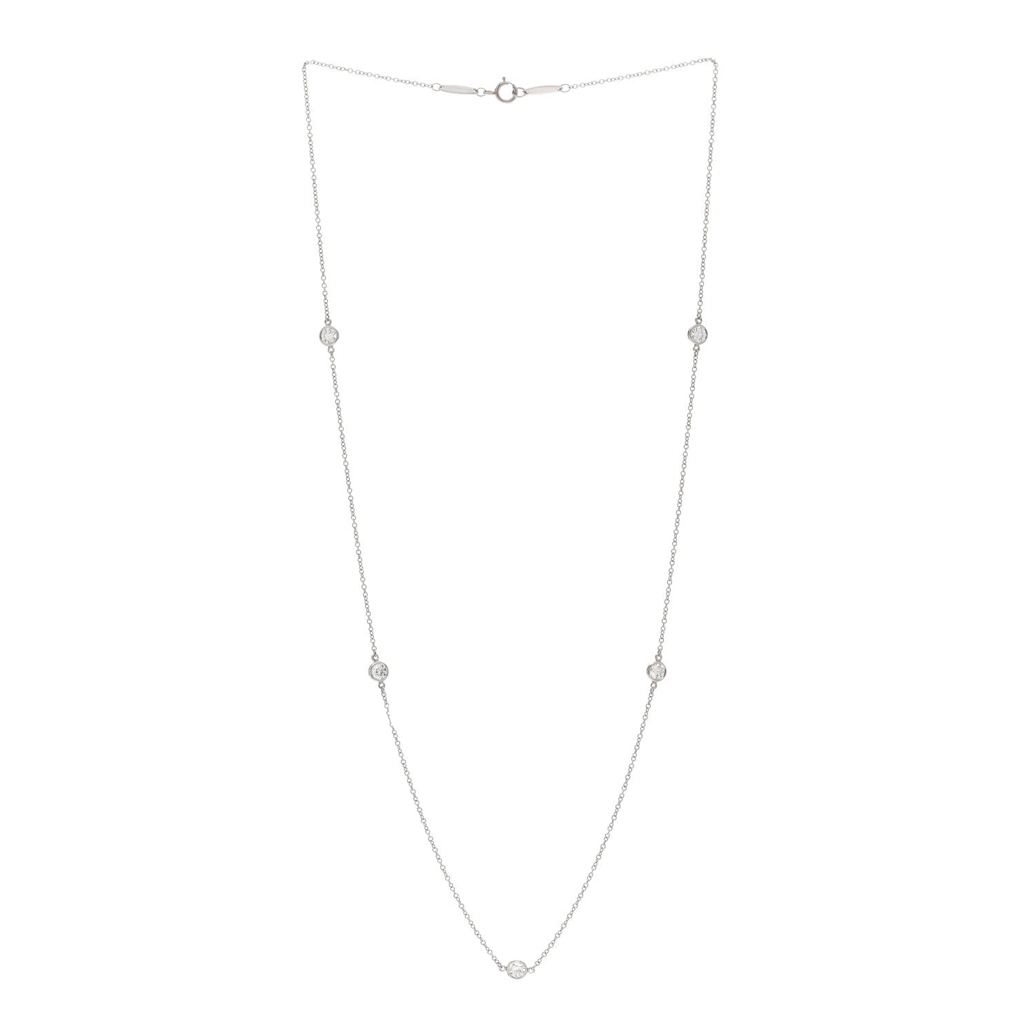 Tiffany Platinum Diamond Elsa Peretti .80ctw Diamonds by the Yard 5 Station Necklace 3 of 4