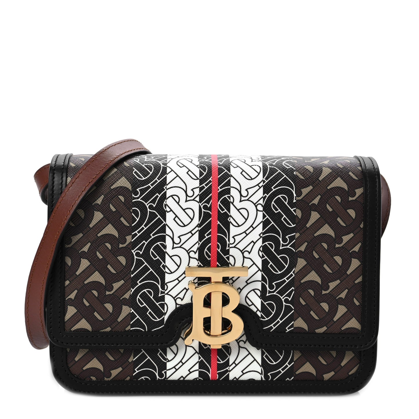 E-Canvas Monogram Stripe Small TB Bag Bridle Brown