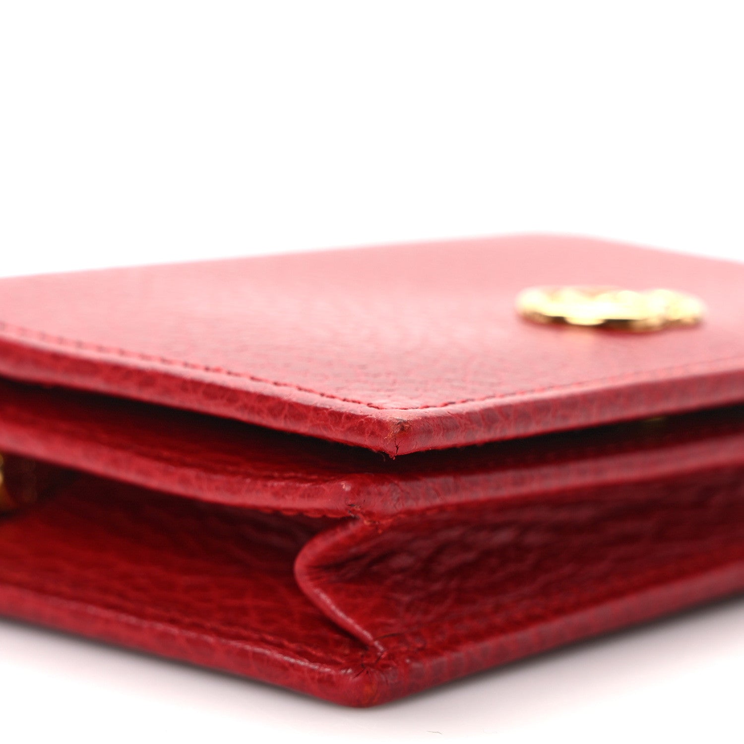 Gucci Pebbled Calfskin GG Marmont Card Case Hibiscus Red 7 of 9