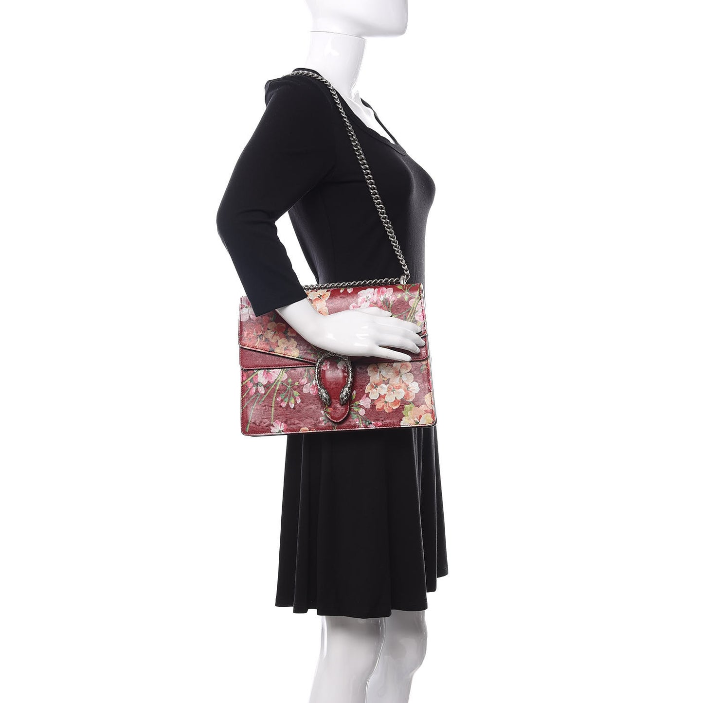 Calfskin Blooms Print Medium Dionysus Shoulder Bag Romantic Cherry Multicolor