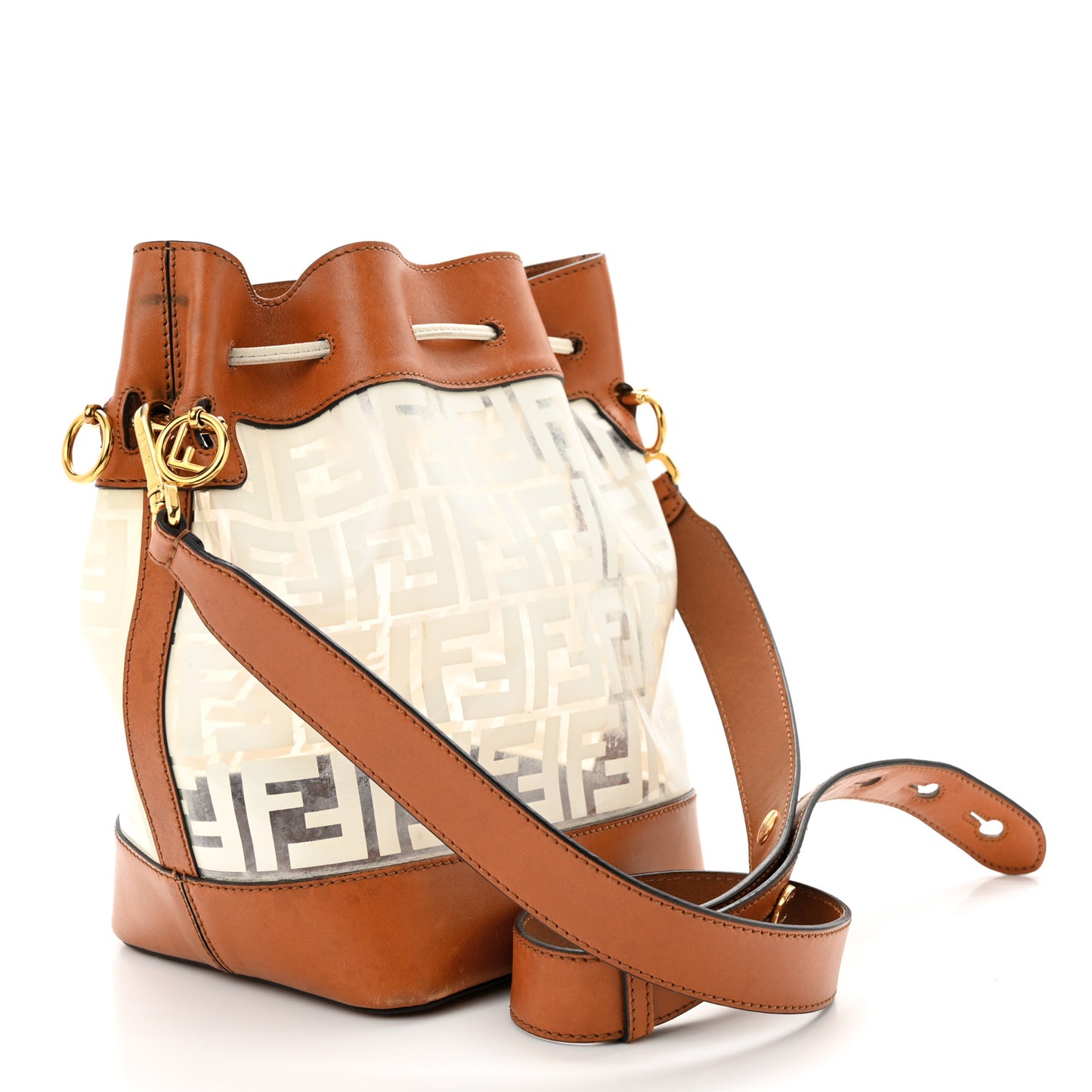 TPU FF Vitello Aura F is Fendi Grande Mon Tresor Bucket Bag White Cuoio