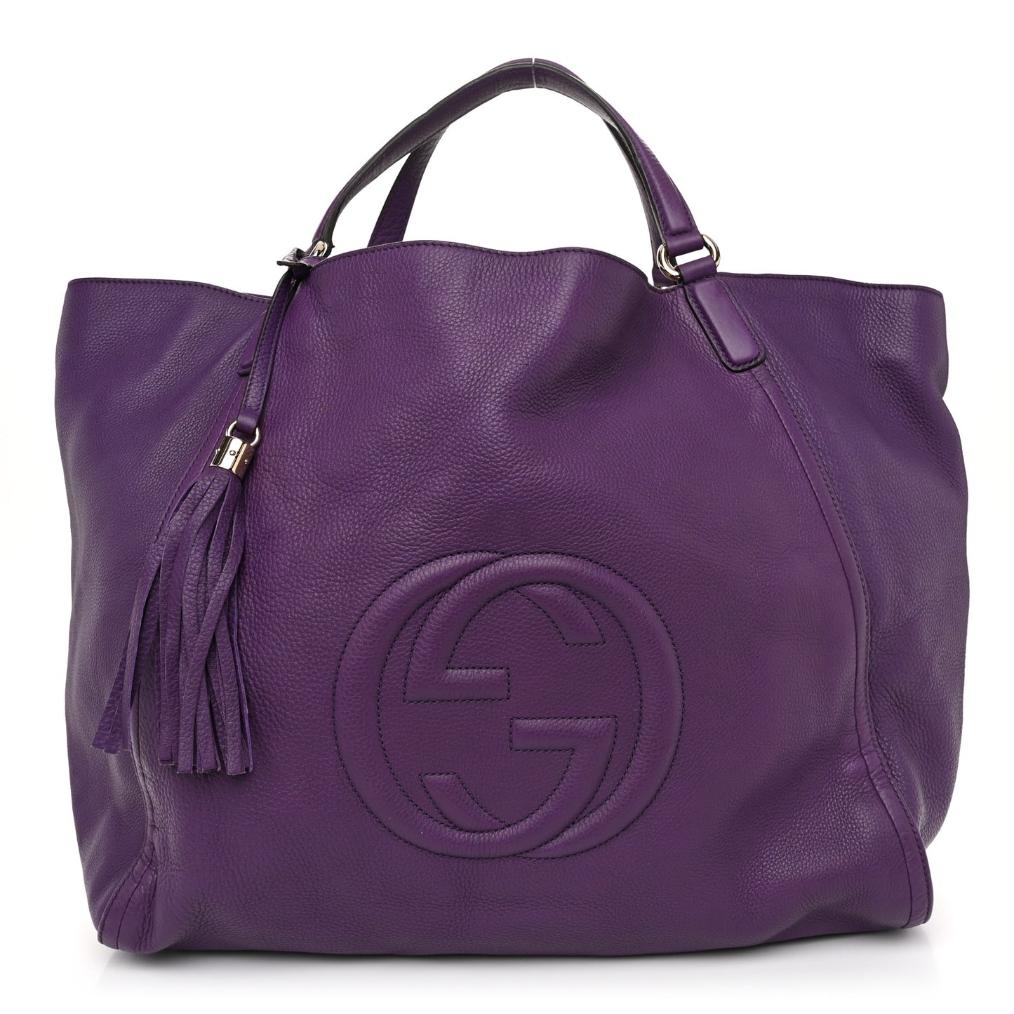 Pebbled Calfskin Large Soho Shoulder Bag Shine Purple