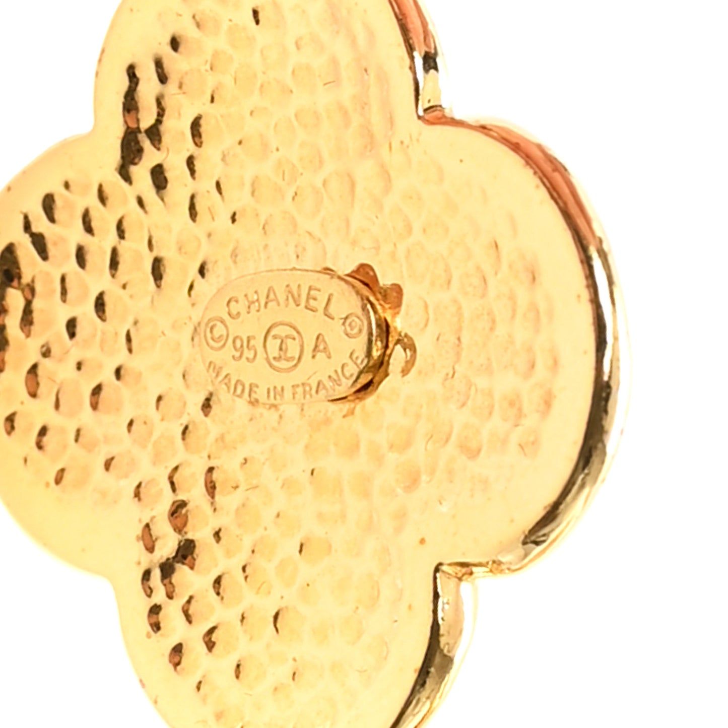 Metal CC Clover Pendant Necklace Gold