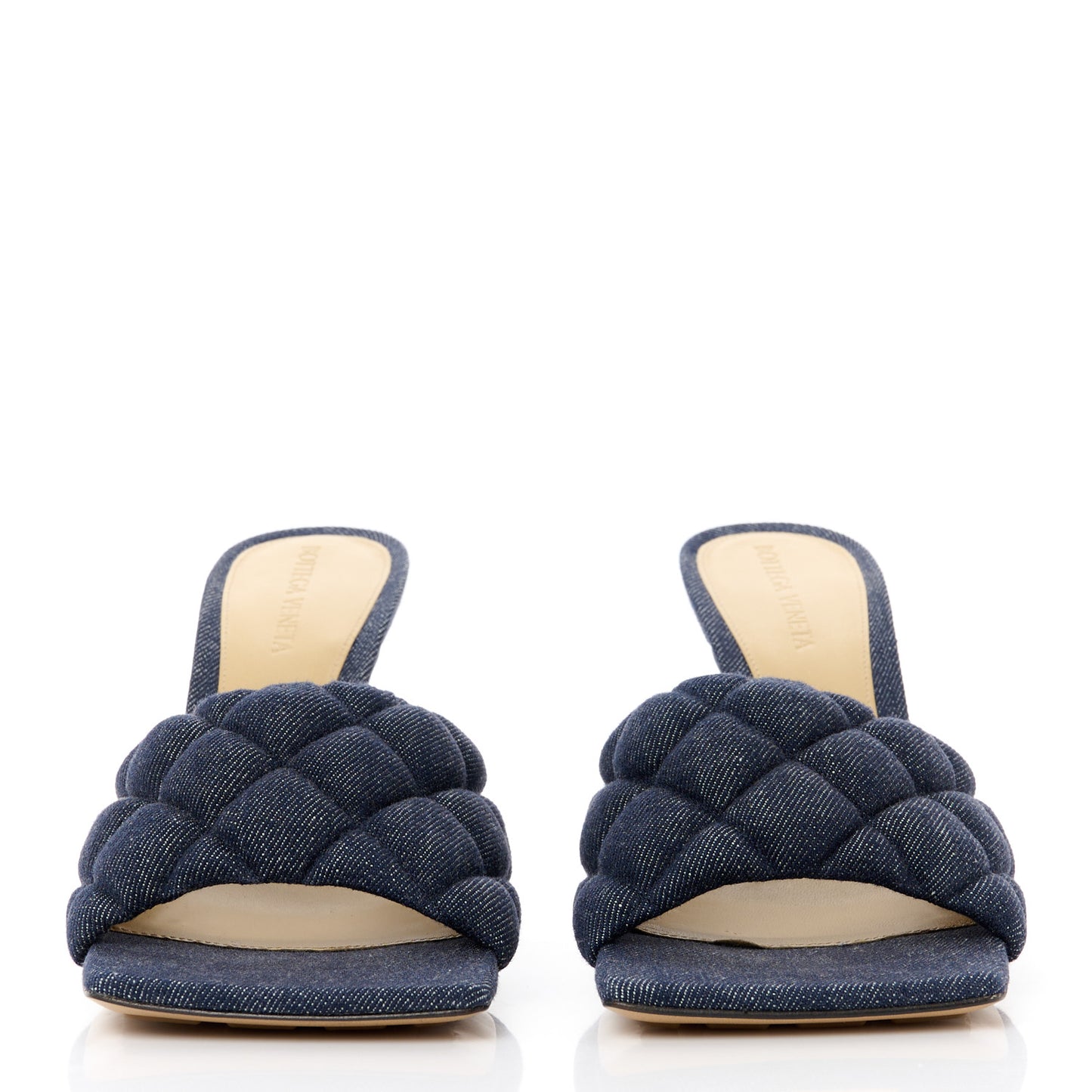 Denim Matelasse Padded Mule Sandals 38.5 Sapphire