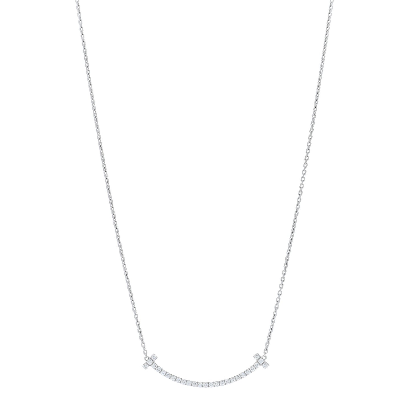 18K White Gold Diamond Medium Smile Pendant Necklace