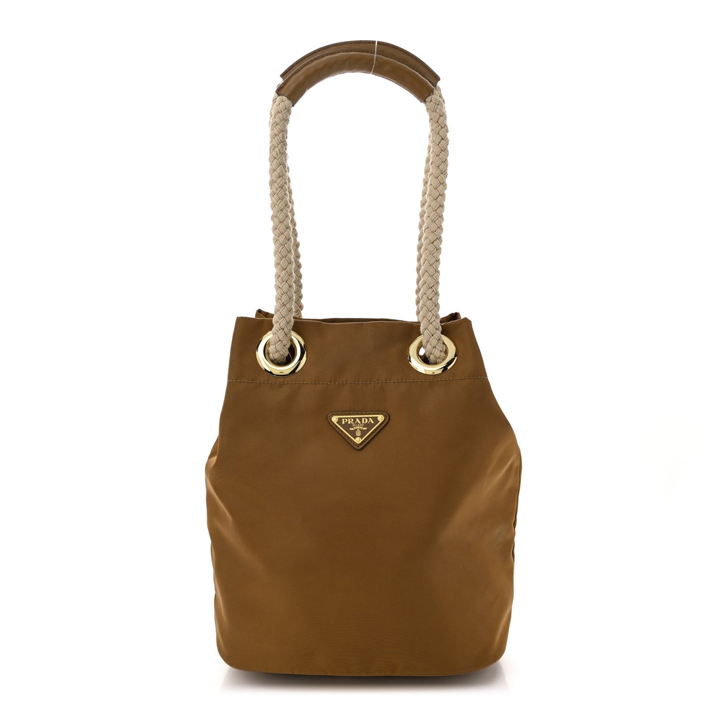 Re-Nylon Triangle Mariner Small Bucket Bag Brandy
