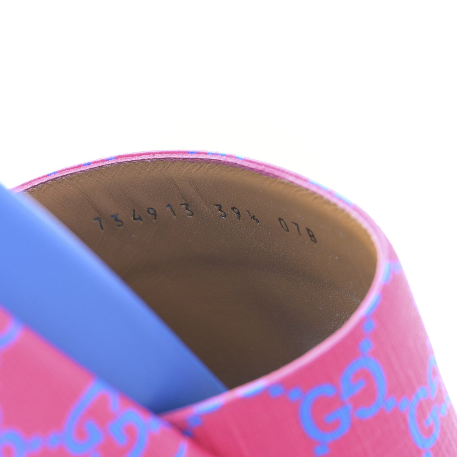 Gucci GG Supreme Joy Monogram Angelina Platform Slide Sandals 39.5 Fuxia Blue 8 of 8