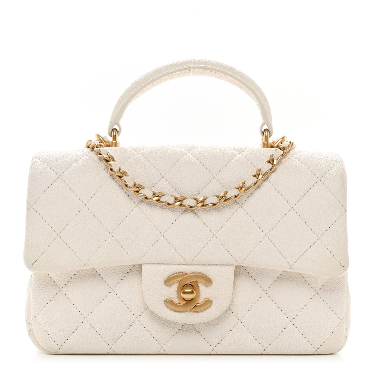 Chanel Caviar Quilted Mini Top Handle Rectangular Flap White 1 of 11