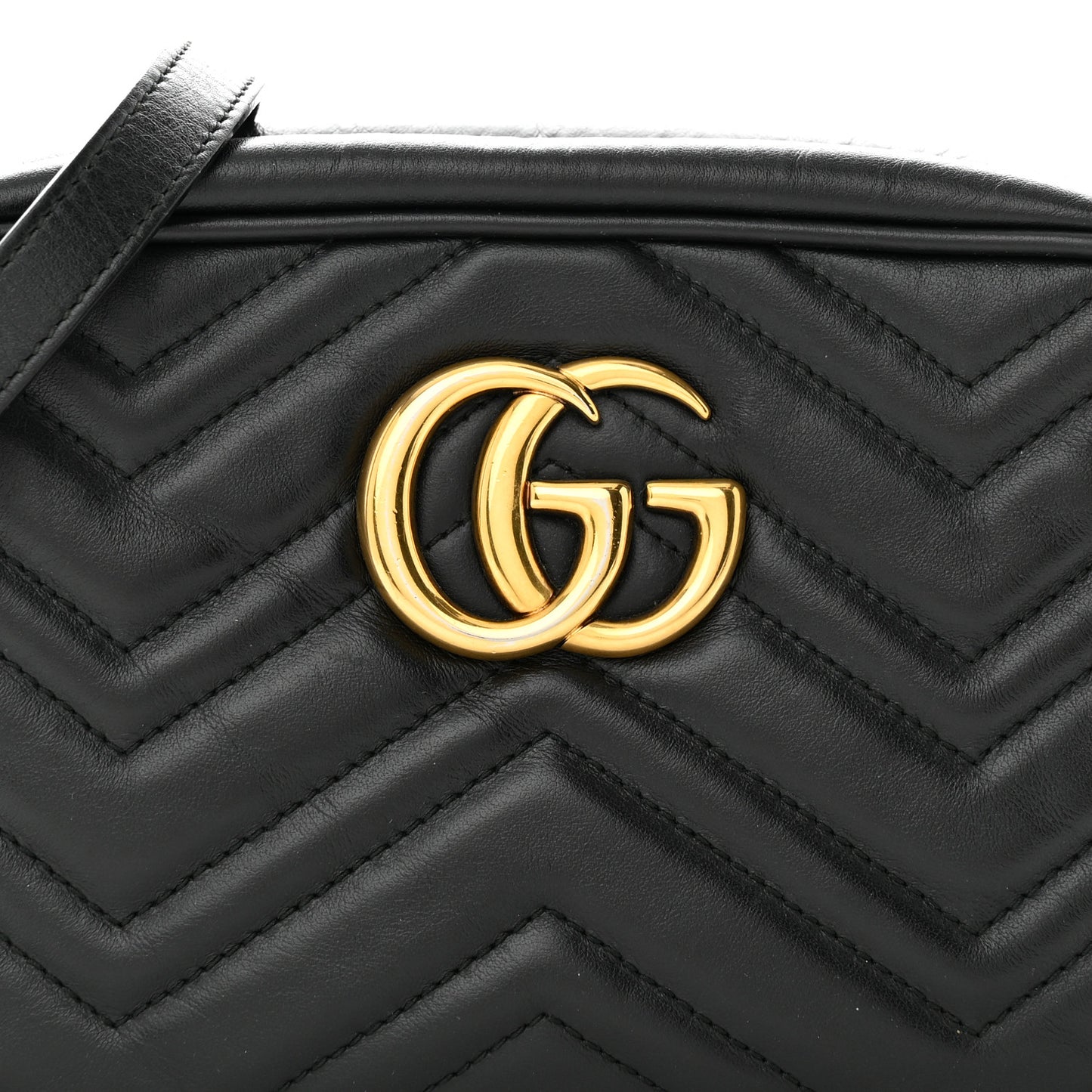 Calfskin Matelasse Small GG Marmont Chain Shoulder Bag Black