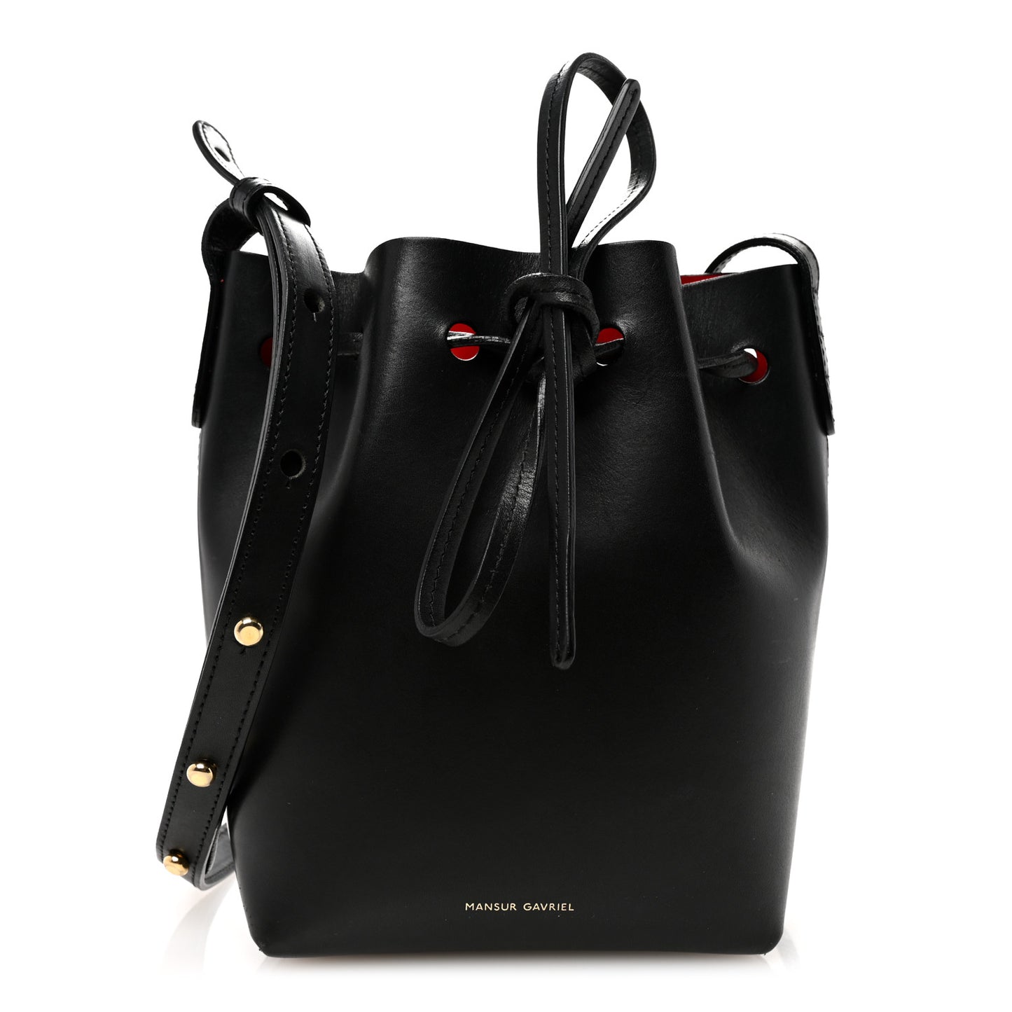 Vegetable Tanned Calfskin Mini Mini Bucket Bag Black Flamma