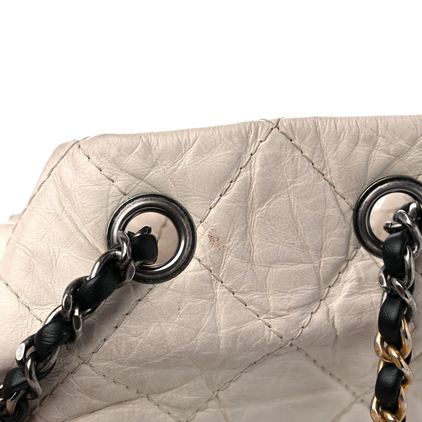 Aged Calfskin Quilted Small Gabrielle Backpack Black White