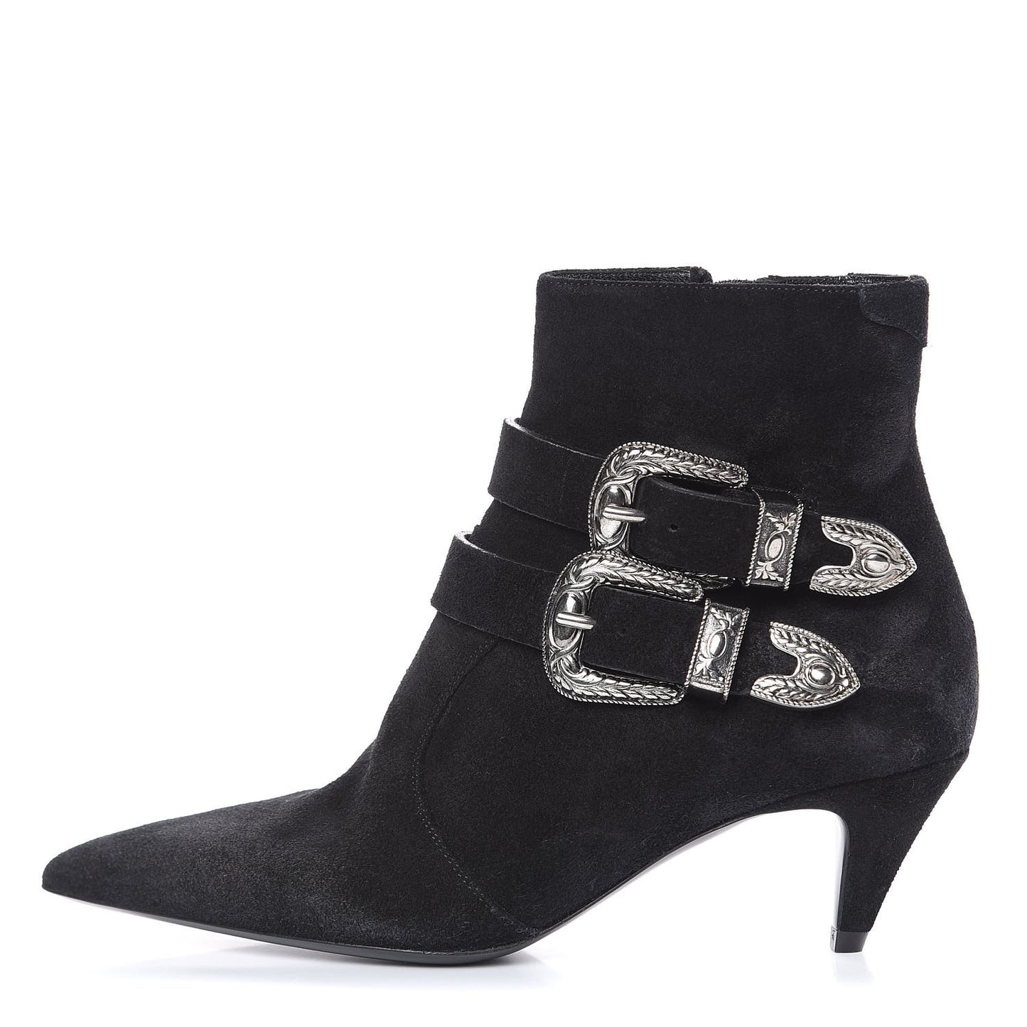 Baby Wool Suede Charlotte Buckle 55 Booties 36.5 Black