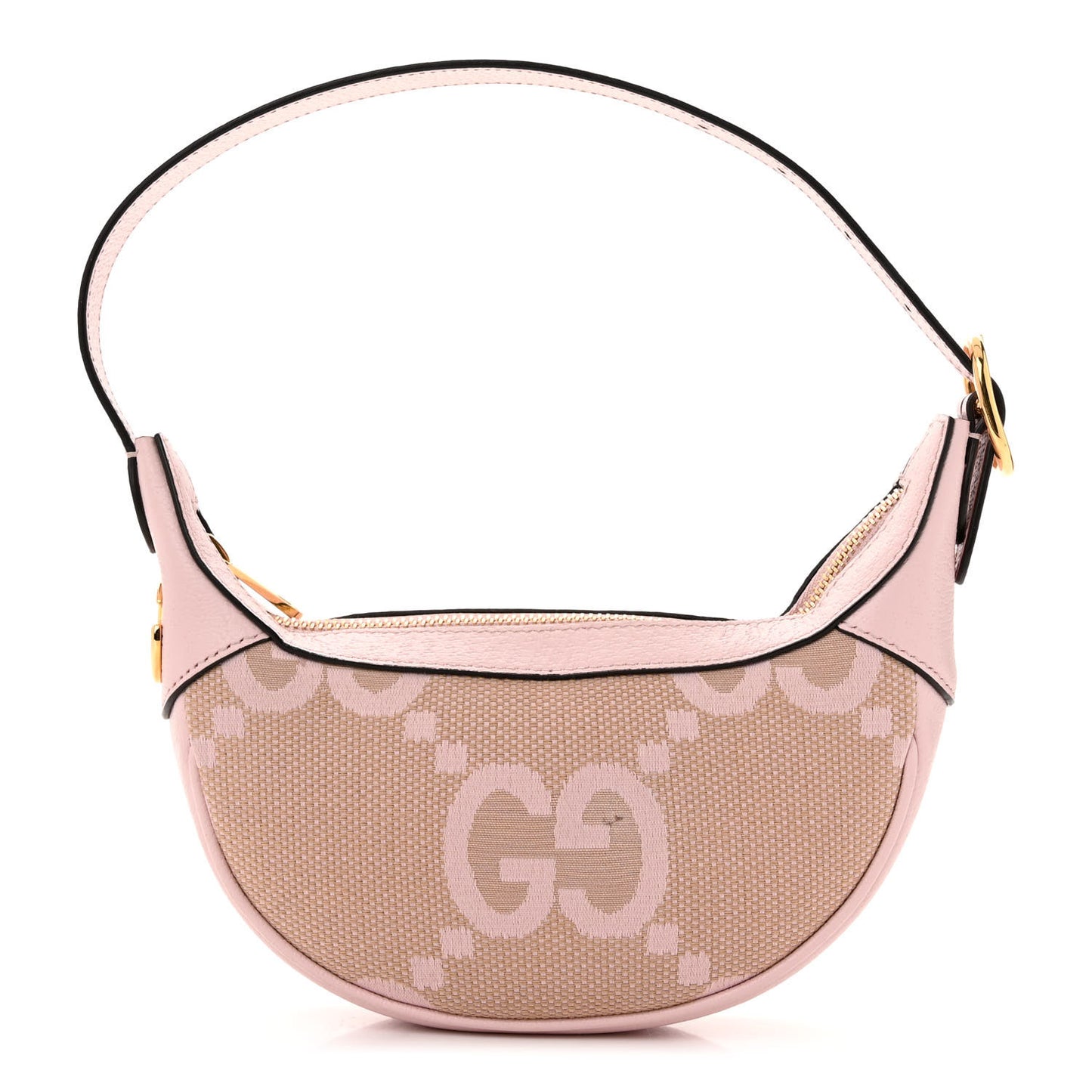 Monogram Jumbo GG Textured Dollar Calfskin Mini Ophidia Half Moon Hobo Beige Perfect Pink