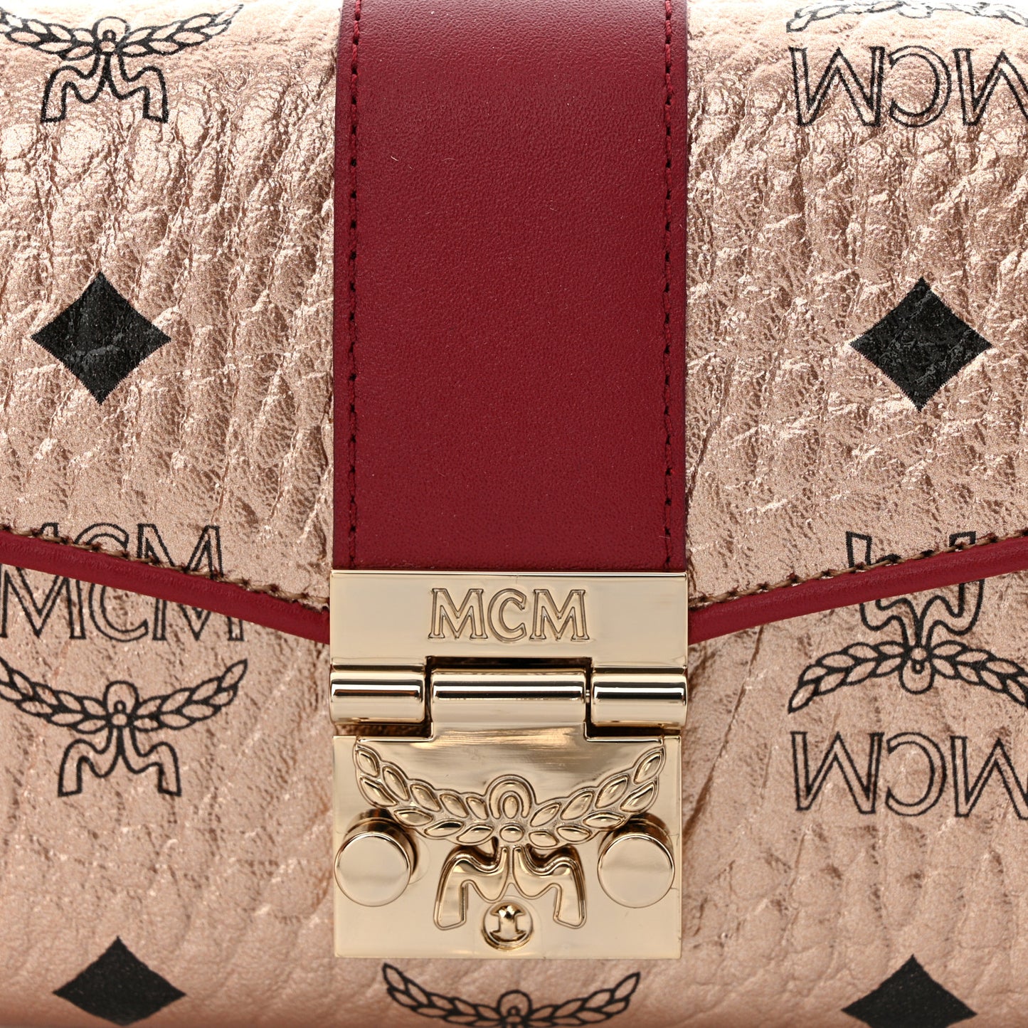 Metallic Visetos Patricia Wallet On Chain Red Champagne Gold