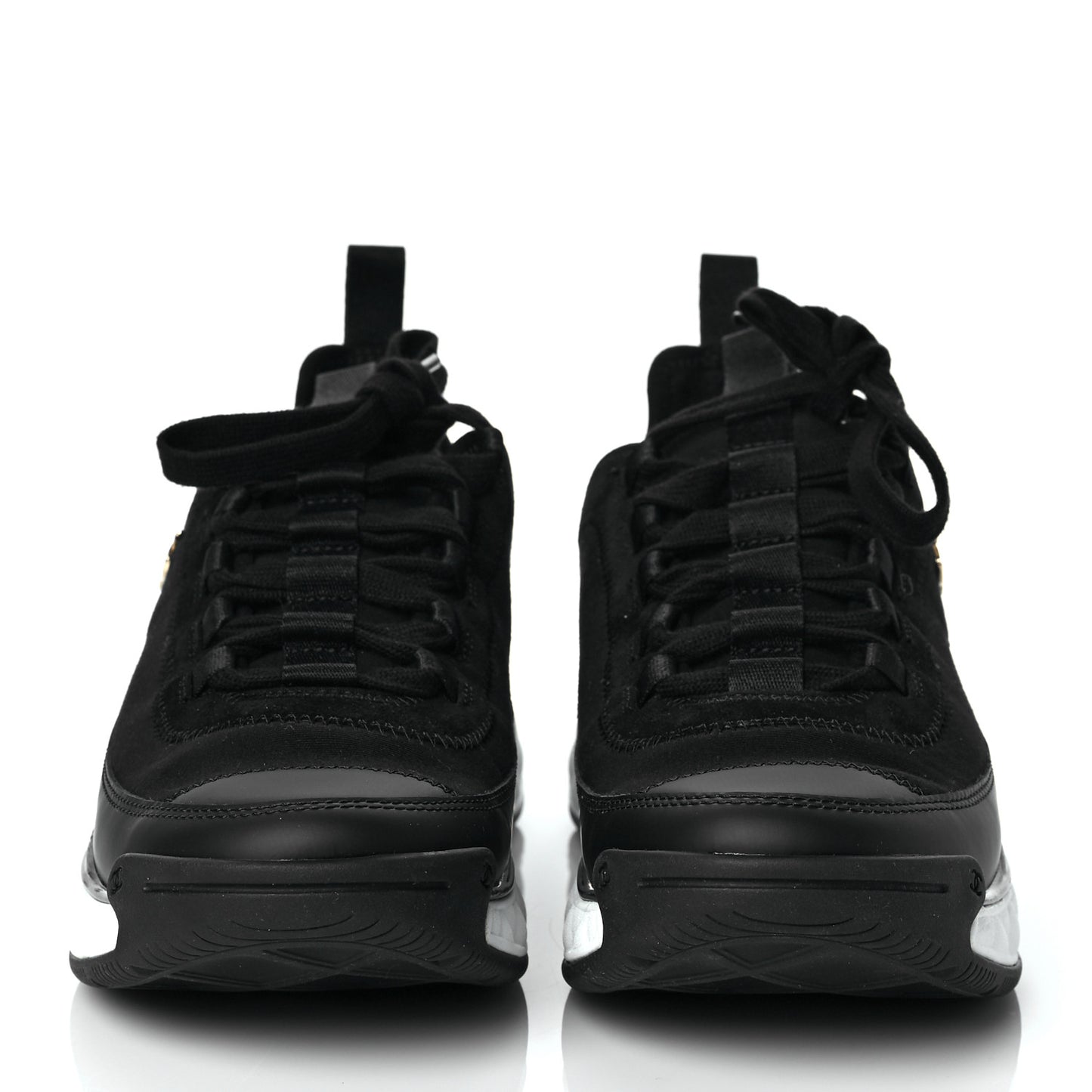Velvet Calfskin Mixed Fibers CC Sneakers 39 Black