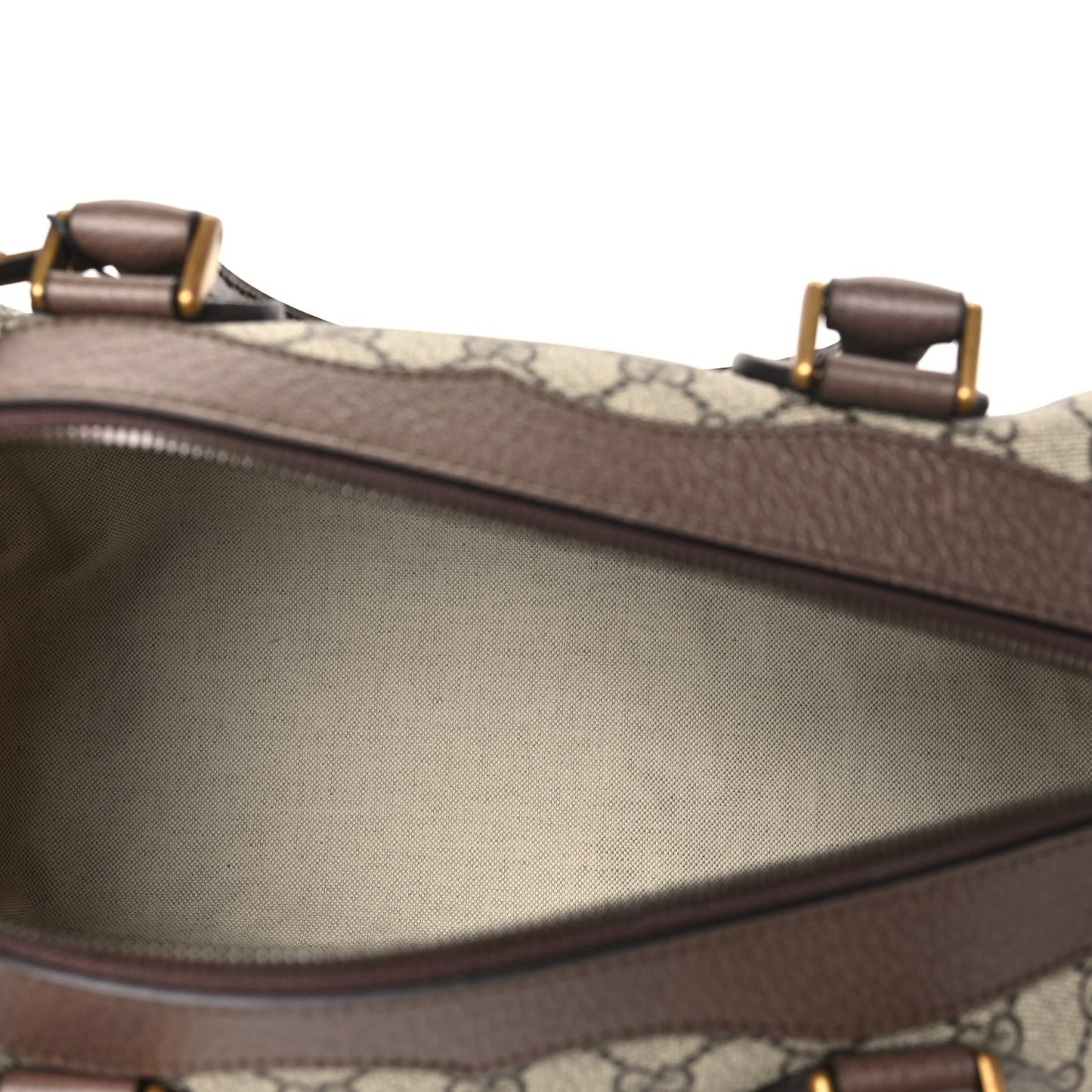 GG Supreme Monogram Textured Dollar Calfskin Web Small Duffle Bag Beige Ebony