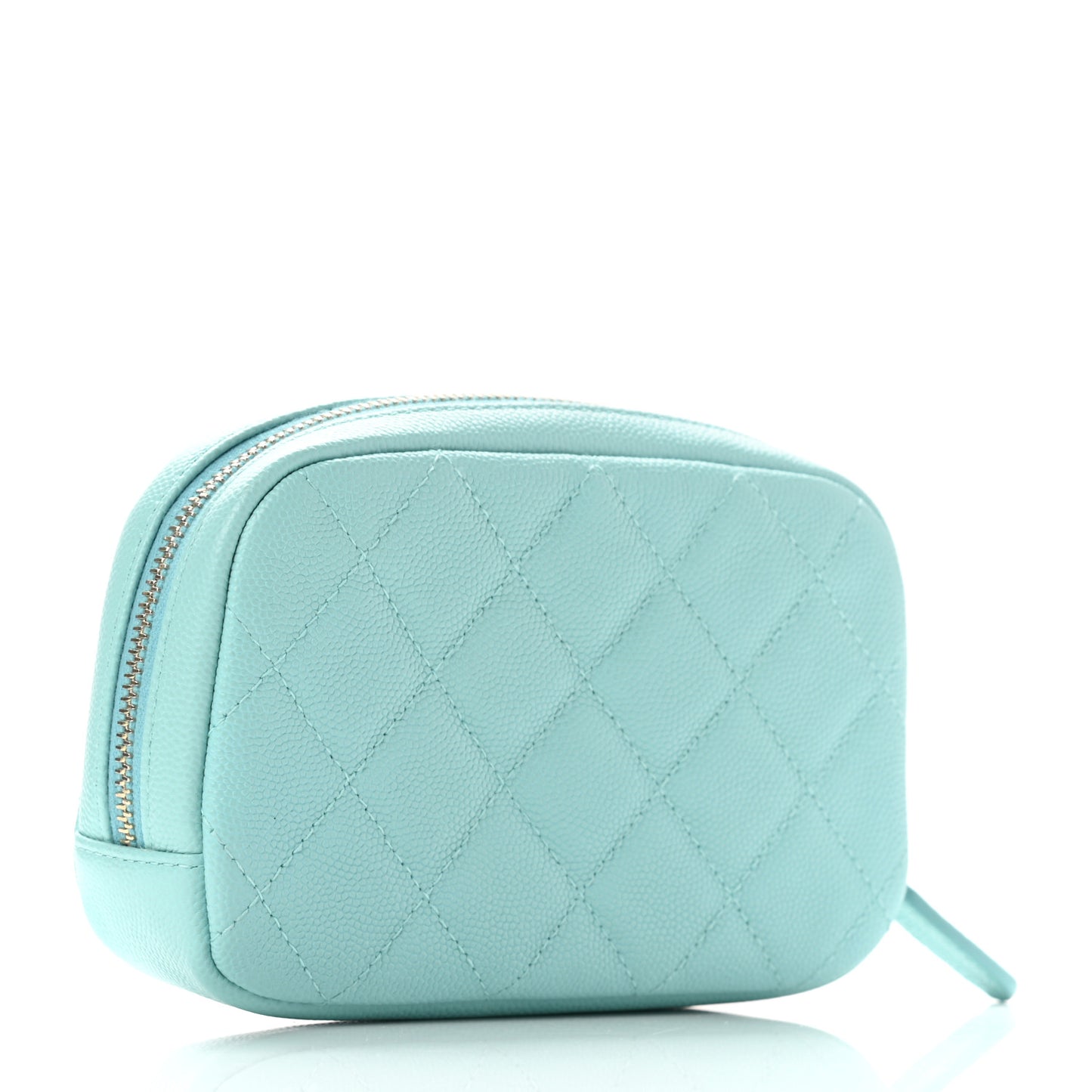 Caviar Quilted Small Curvy Pouch Cosmetic Case Light Blue